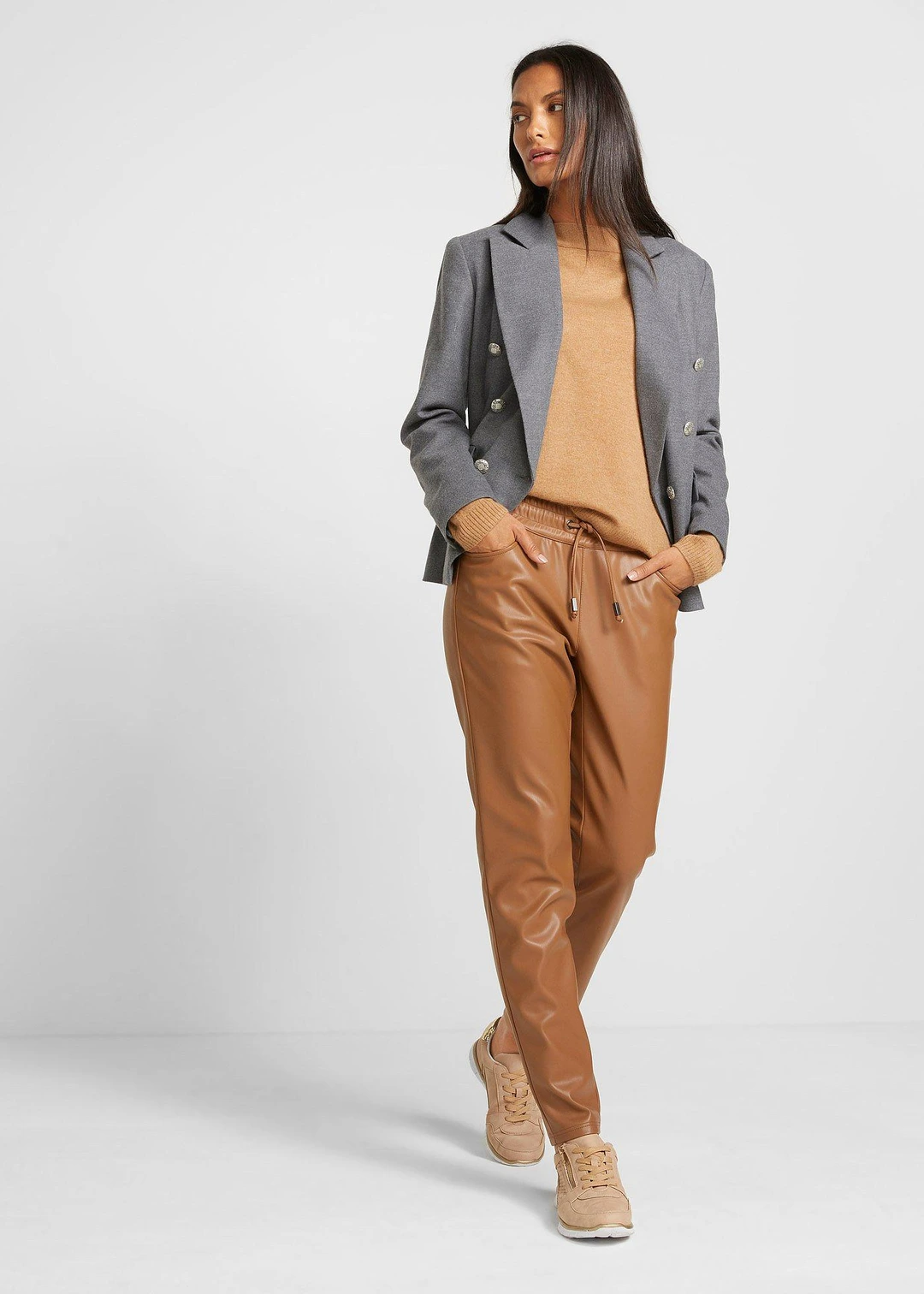 Pantalon enduit à taille élastiquée - 2