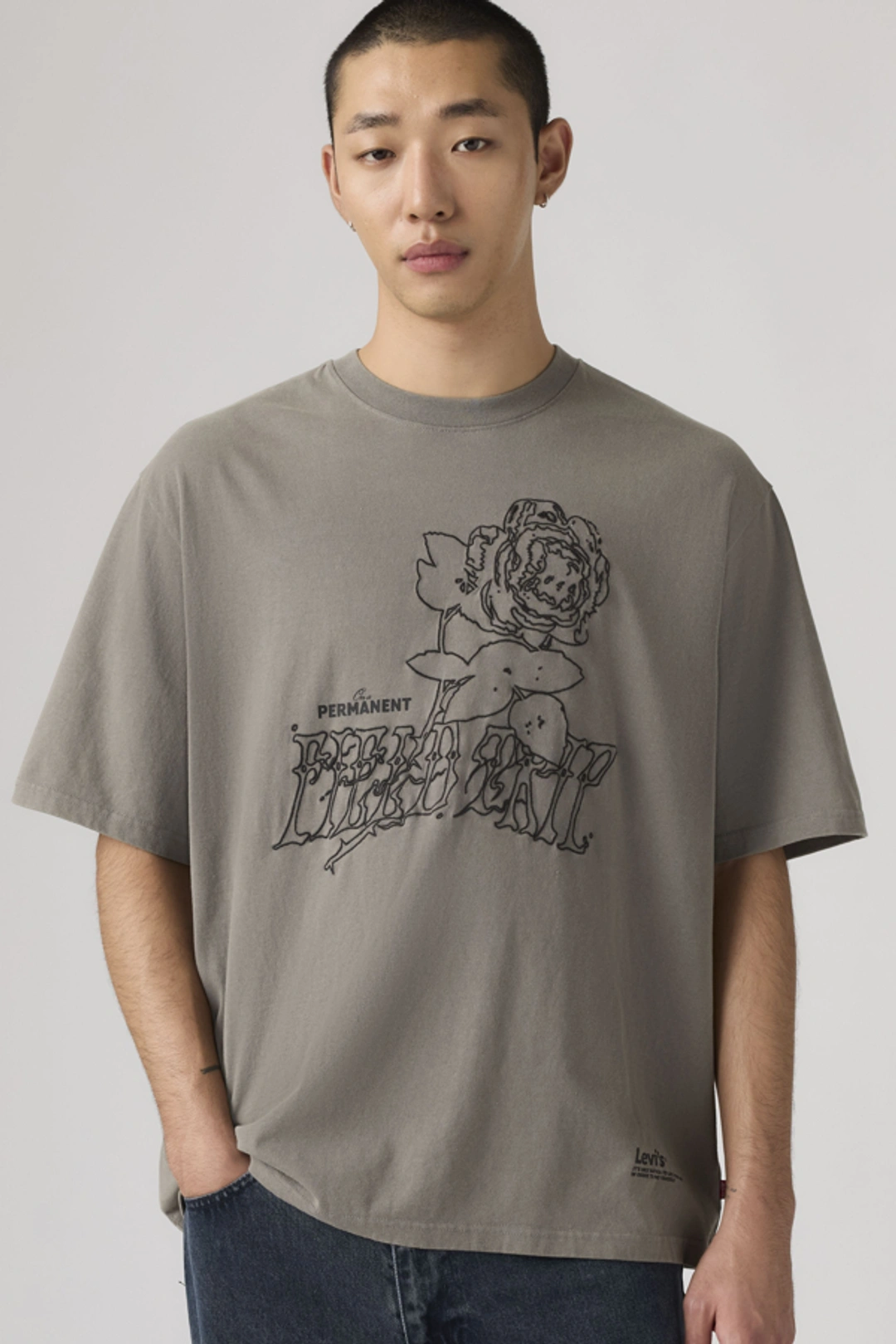Levi's T Shirt Manche Mi Longue - Homme - Beige / Vintage Khaki - XL