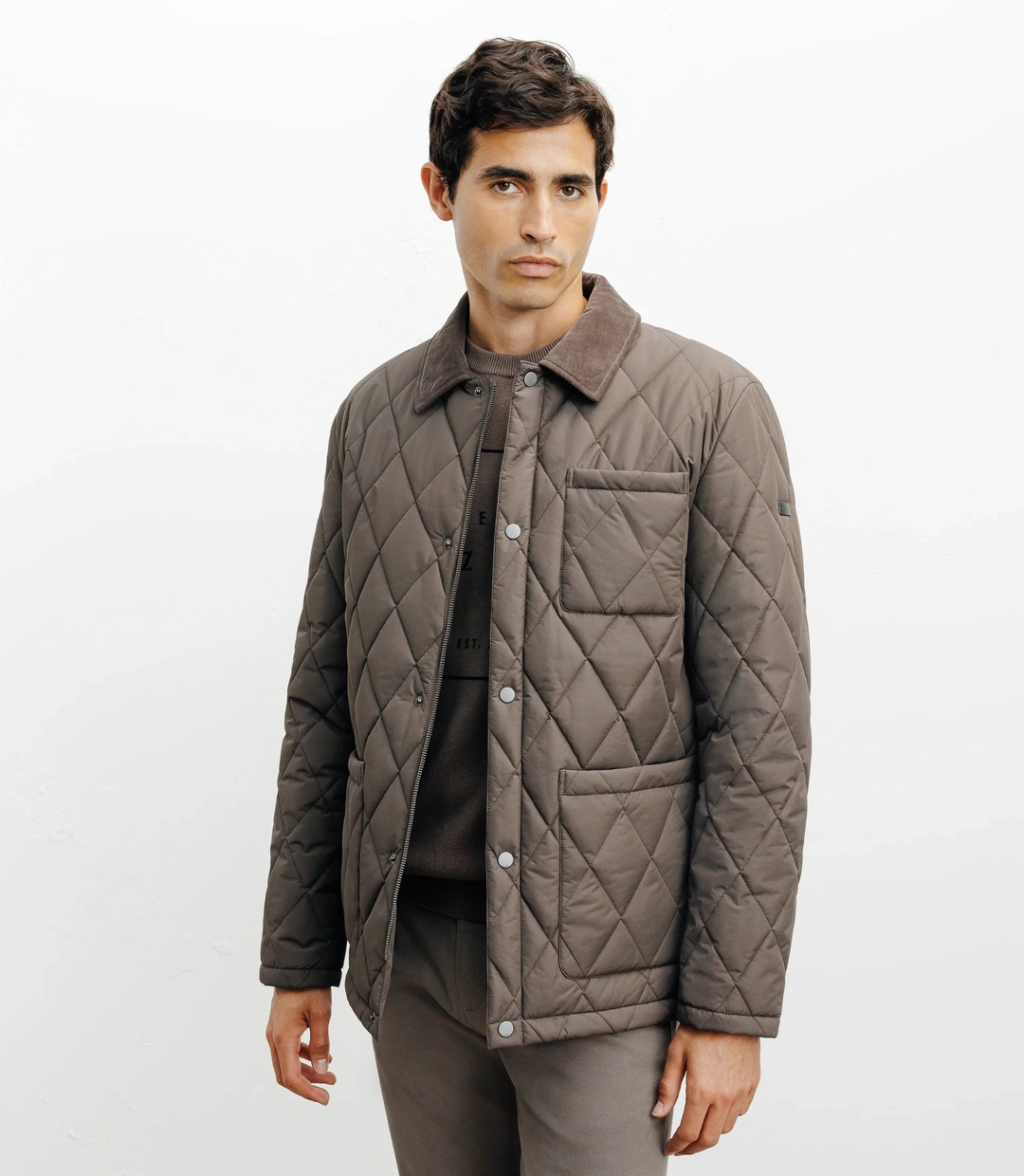 IZAC - Blouson col chemise taupe