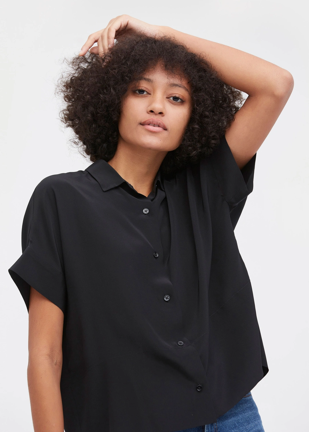 LILYSILK Tee Shirt 100 Soie Femme Manches Courtes, Bouton Classique 100% Soie De Mûrier Léger Et Résistant Aux Rides Chemises