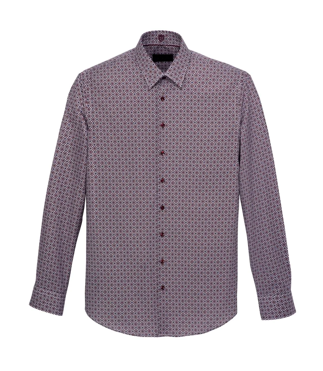 IZAC - Chemise à micro motifs bordeaux ''Septante''