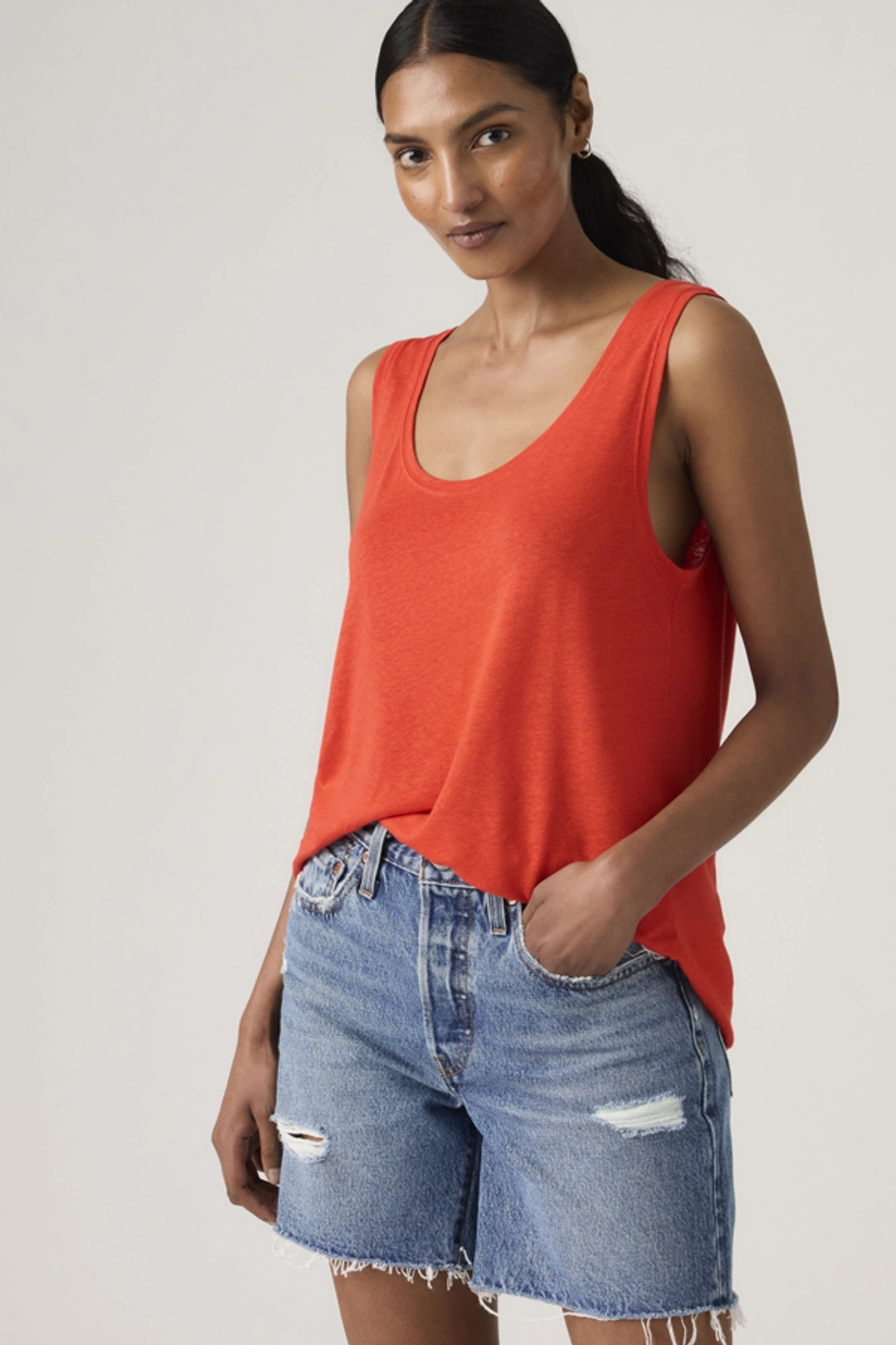 Levi's Débardeur Lori En Lin À Encolure Dégagée - Femme - Noir / Anthracite Night Linen - XS