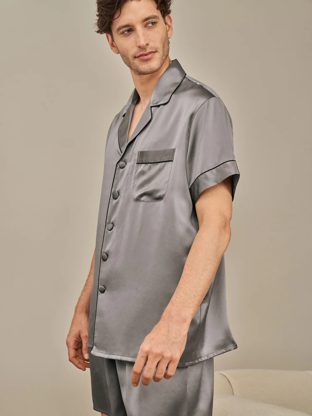 LILYSILK Pyjama en Soie M Bleu Marine