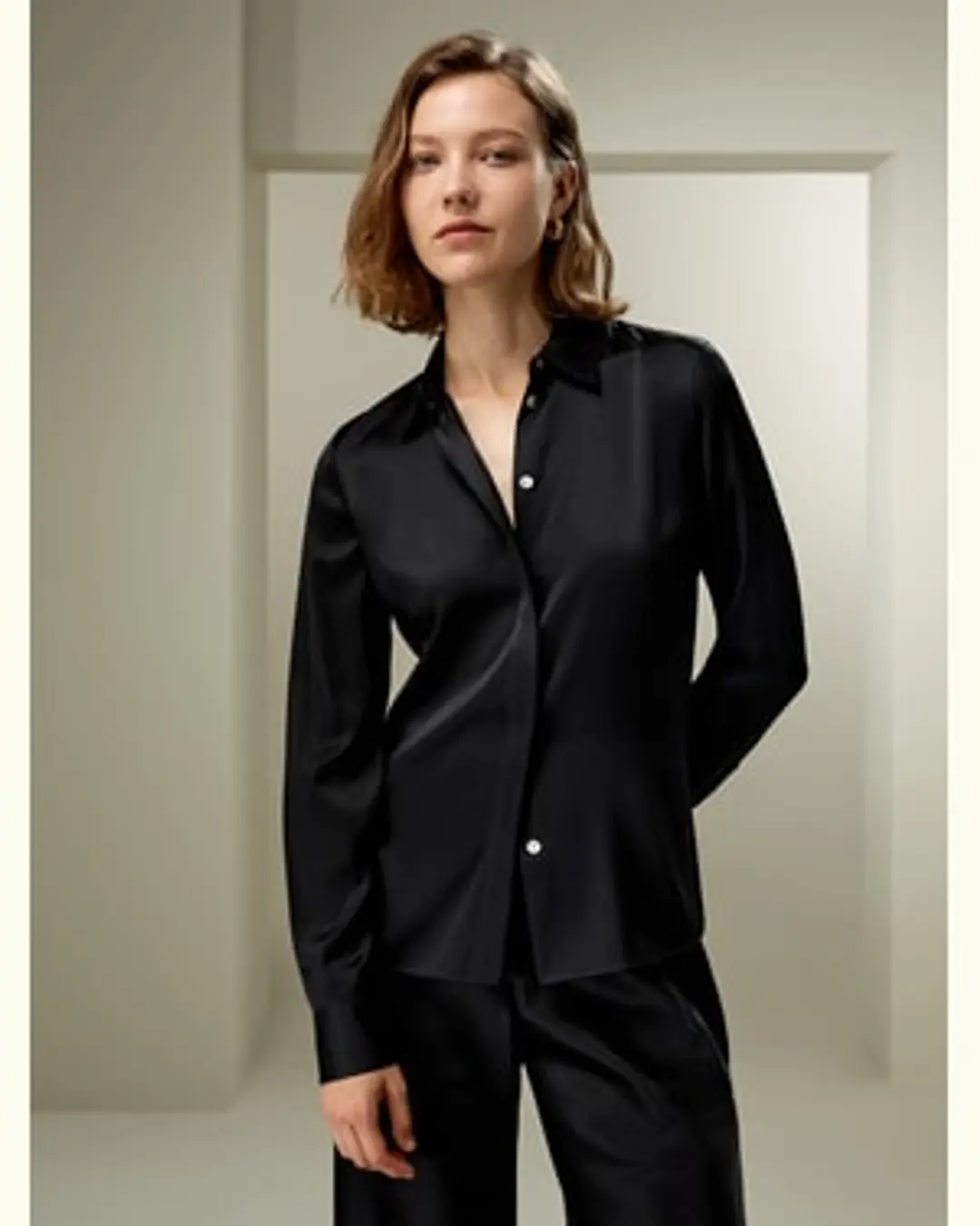 LILYSILK Chemisier Femme Soie Coupe Ajustée Tissu En Soie Extensible Nette Et Plus Élégante Sophistiqué Et Élégant Noir Xs