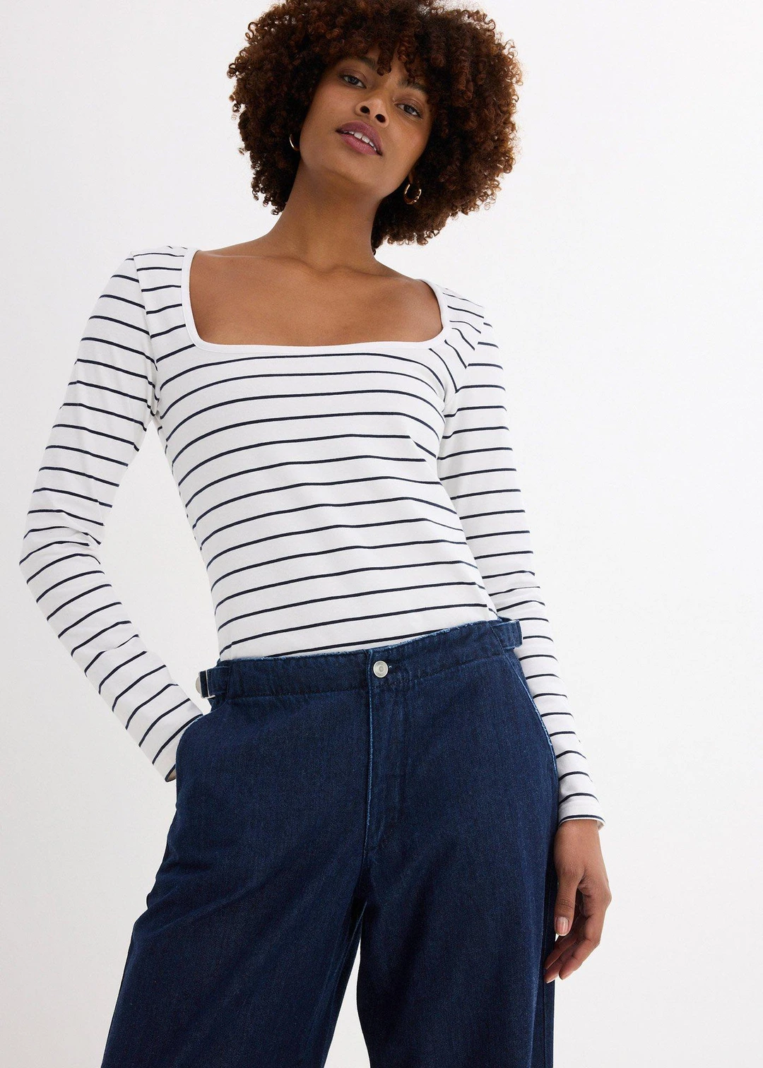 Jean large taille mi-haute
