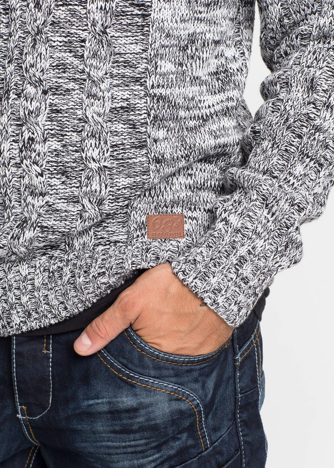 Pull à capuche en grosse maille de coton mélangé - 3