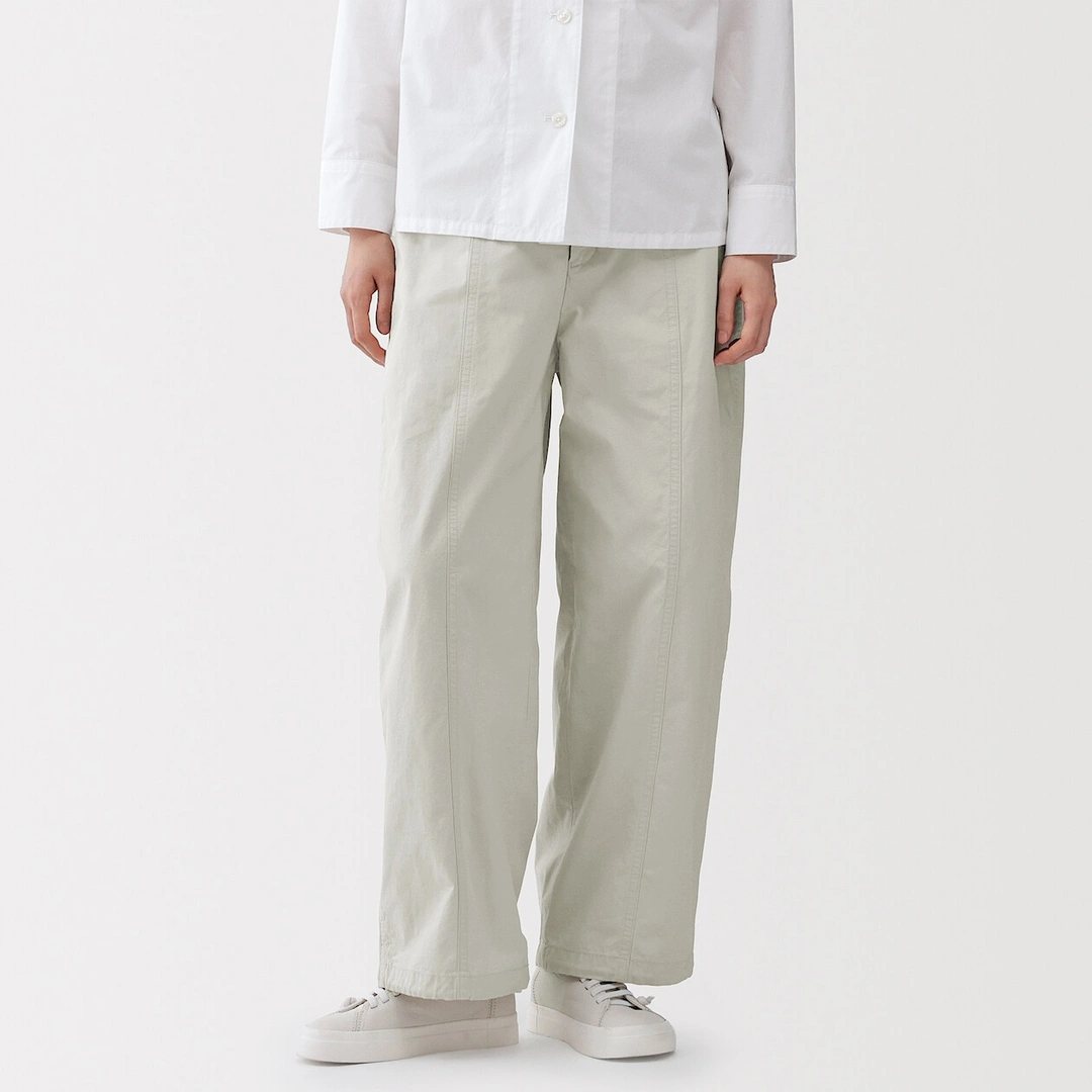 Pantalon à cordon de serrage en toile de coton léger pour femme