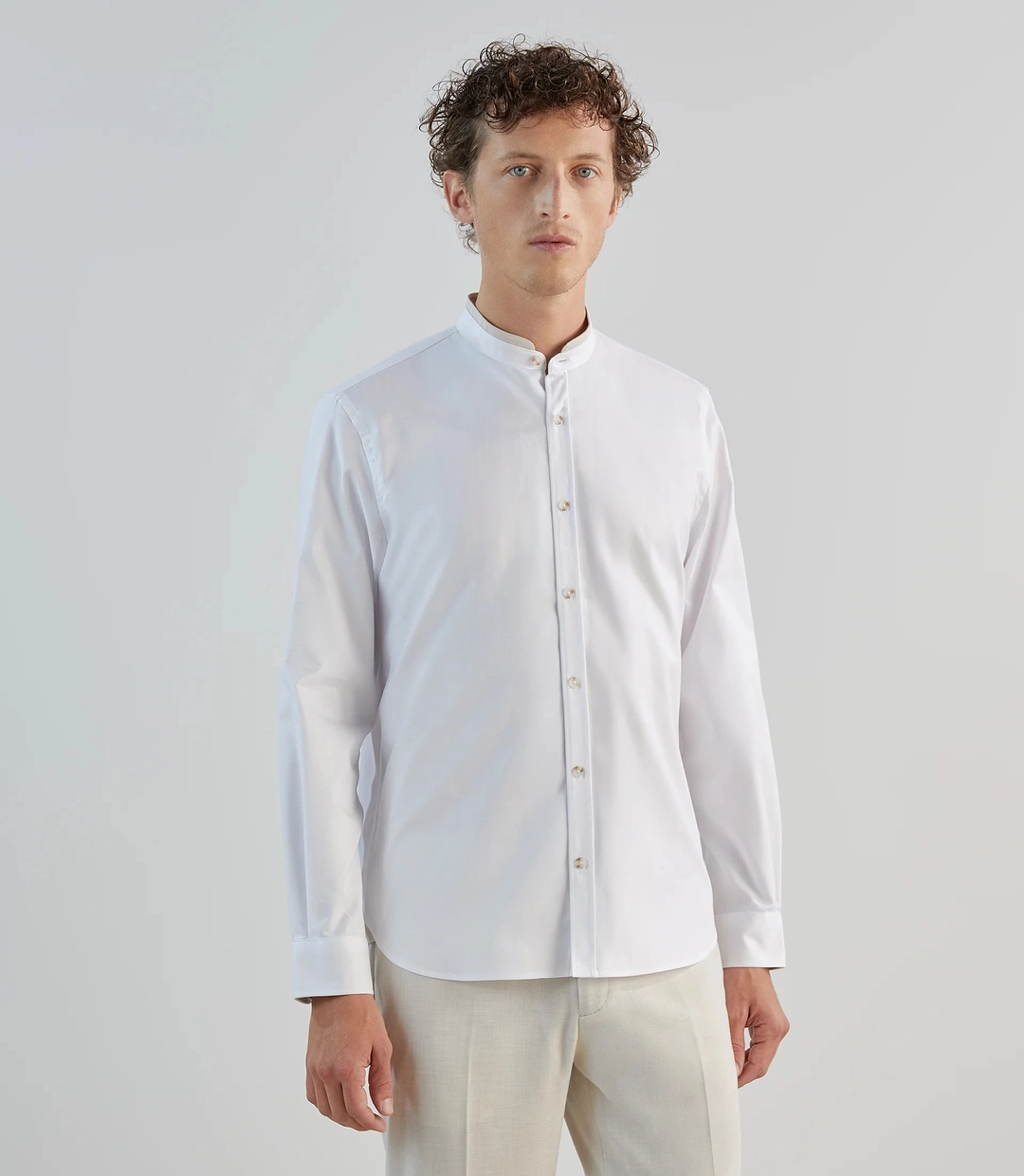 IZAC - Chemise col mao avec coudières blanche