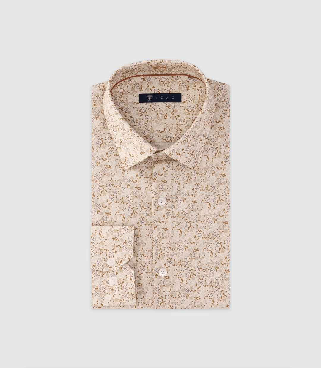 IZAC - Chemise imprimée manches longues beige