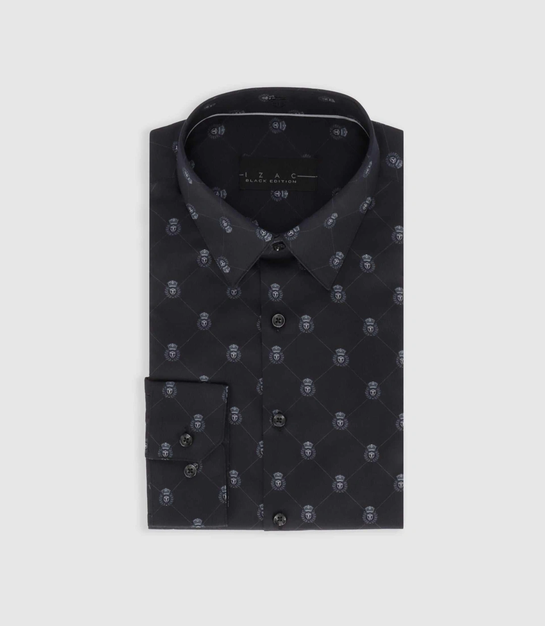 IZAC - Chemise slim à imprimée logo noir PARTIN