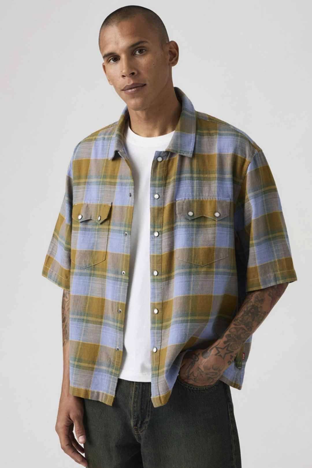 Levi's Chemise Western Manche Courte Boxy Lightweight - Homme - Blanc / Criss Cross - XL