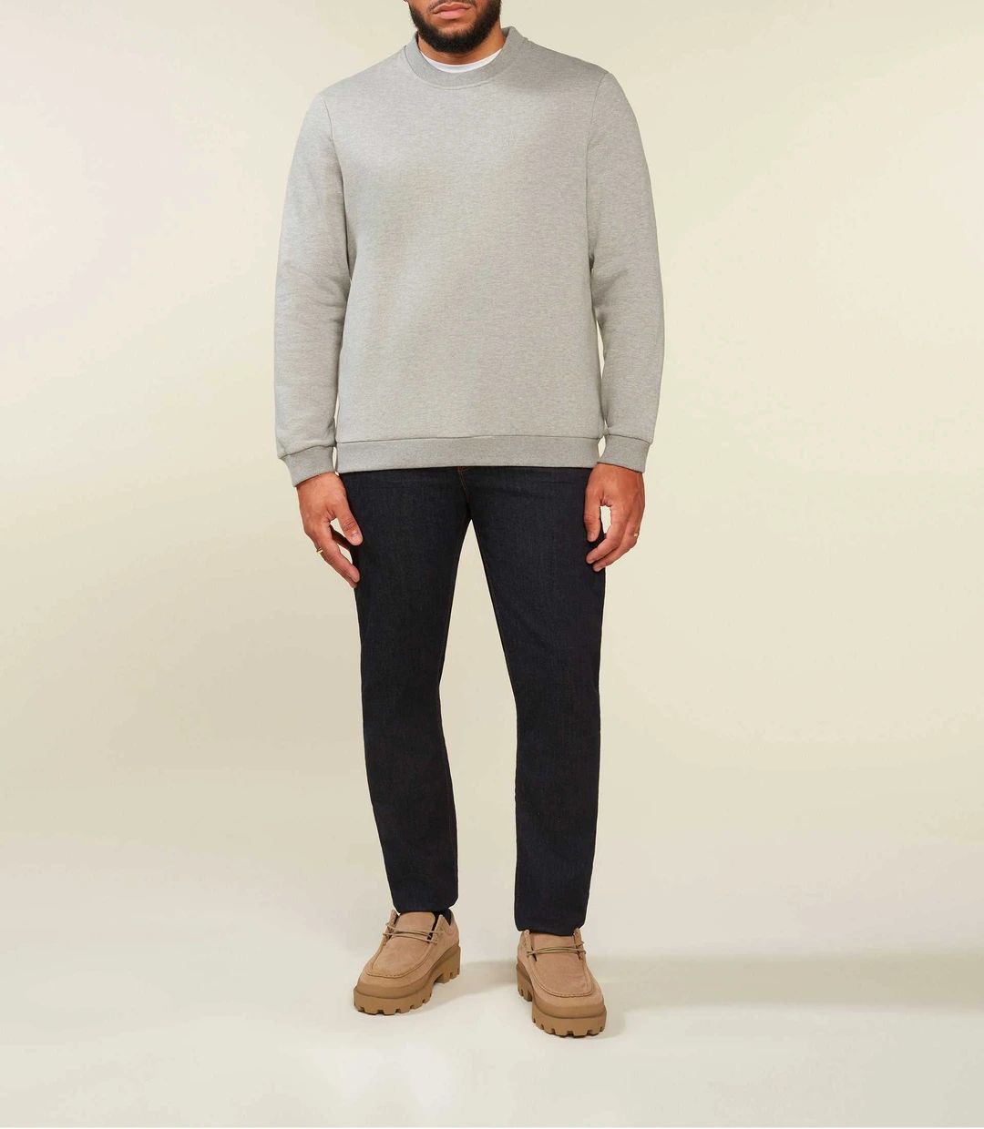 IZAC - Sweat uni col rond gris chiné SWBENJIBT