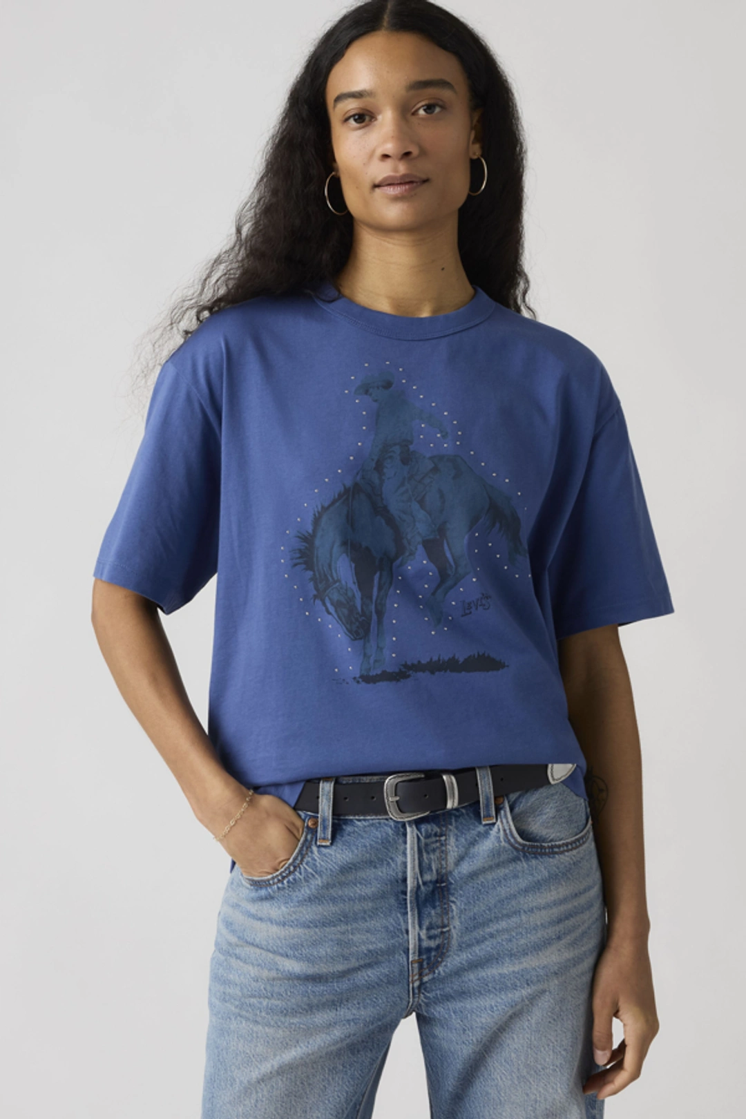 Levi's T Shirt Graphique Tabor - Femme - Blanc / Cowboy Boot And Hat Egret - 2XS
