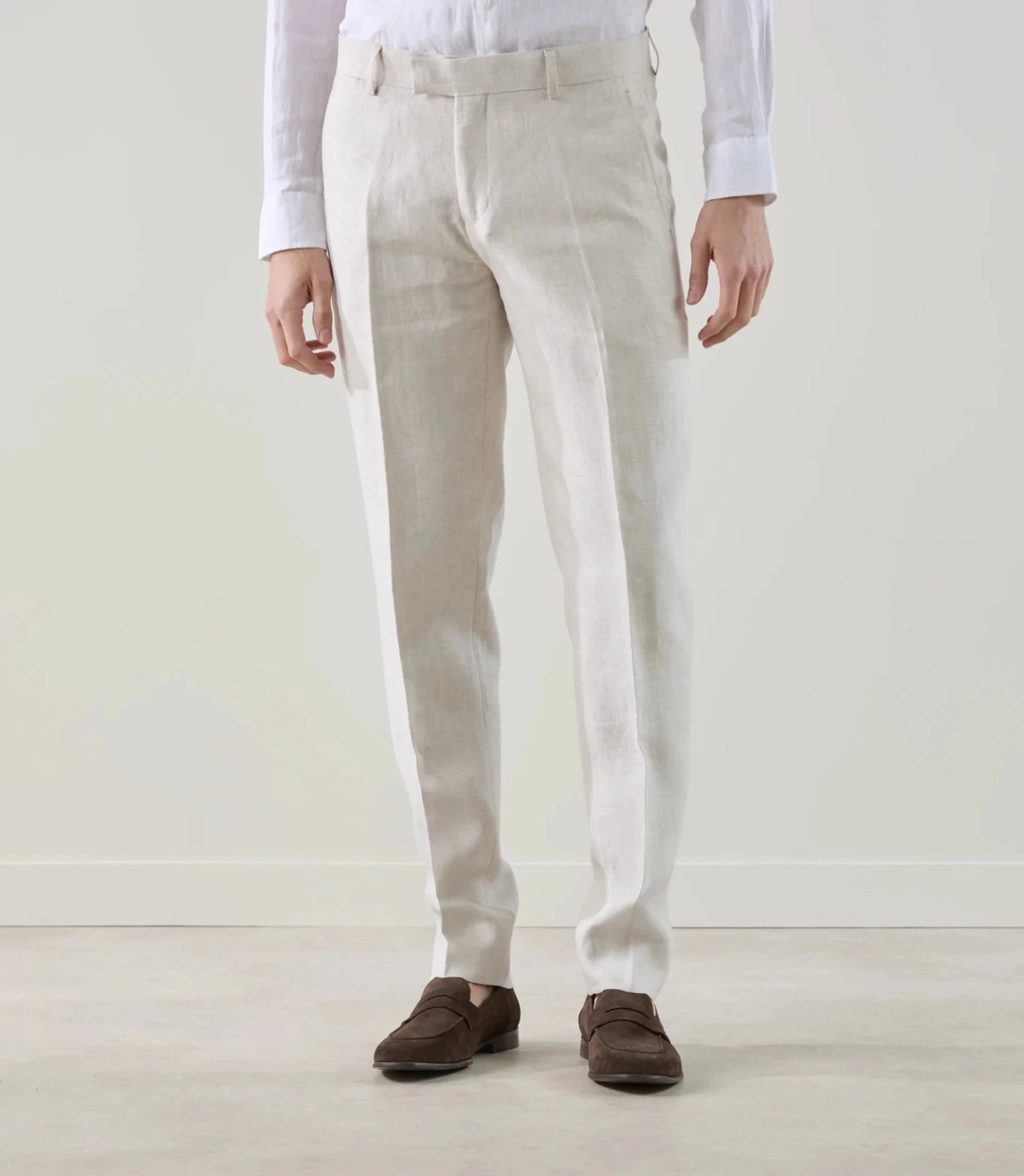 IZAC - Pantalon ville 100% lin beige clair