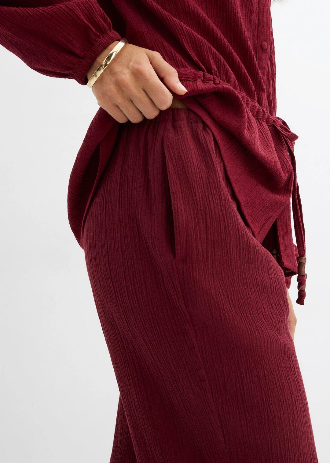 Pantalon large, effet froissé - 3