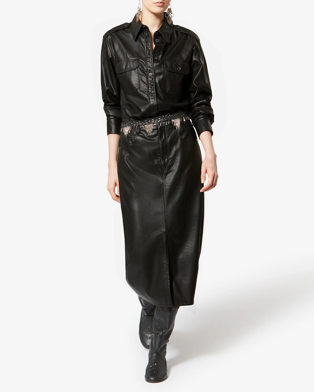 Chemise Noee Façon Cuir - Femme - Noir - Taille 44 - Marant Étoile - 4