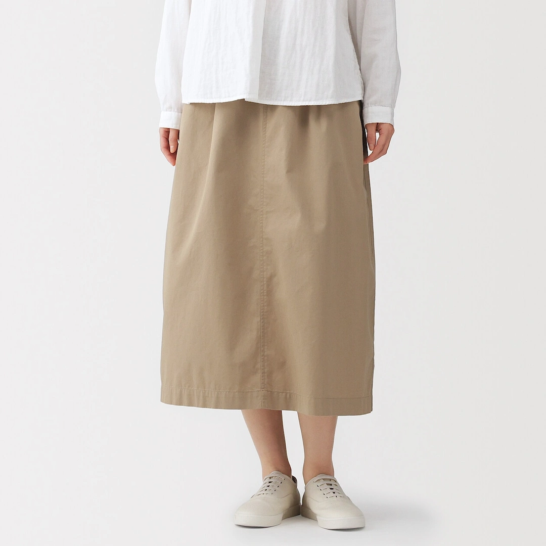 Jupe midi à la coupe confortable en coton délavé pour femme