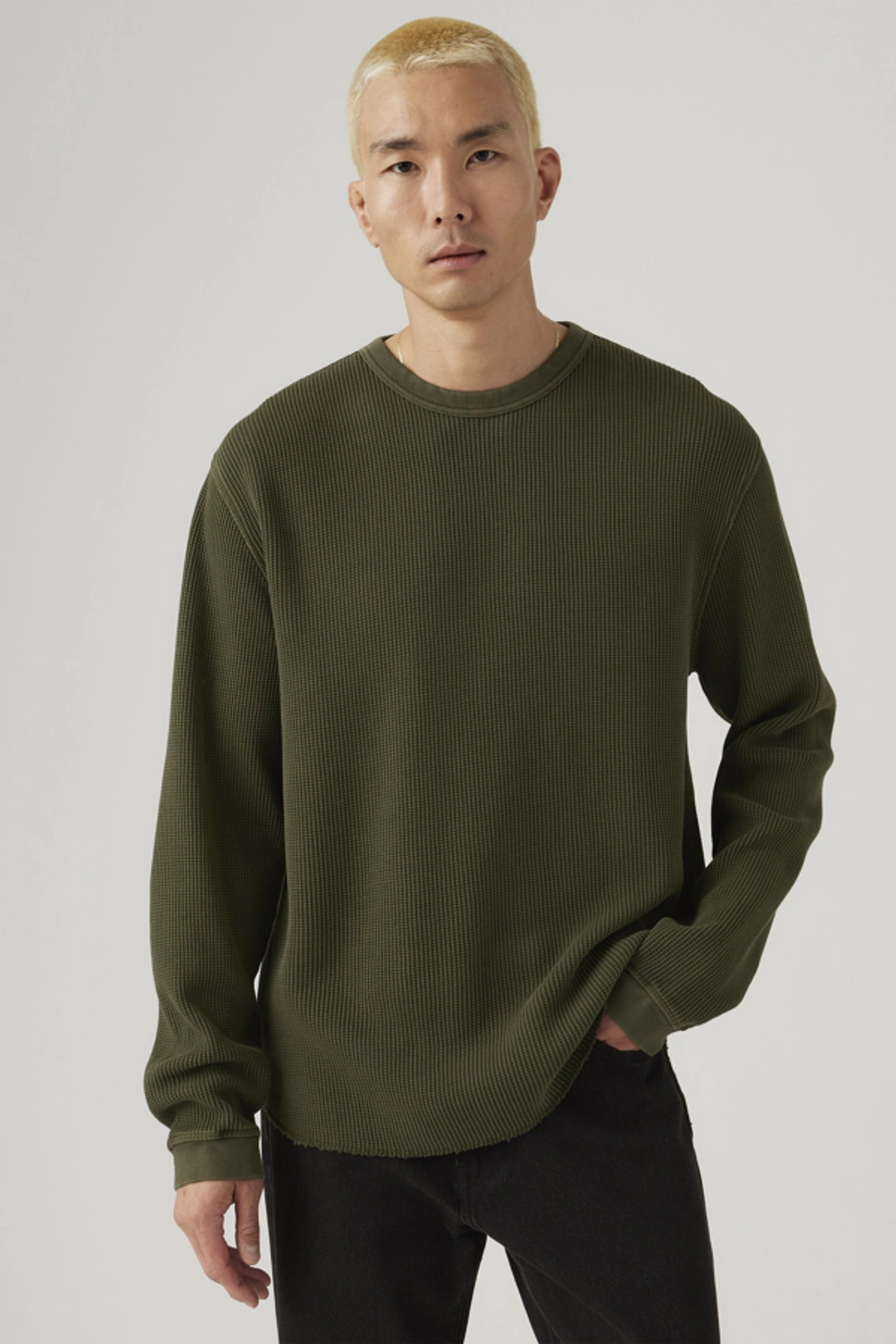 Levi's T Shirt Manche Longue Thermique Relaxed - Homme - Noir / Mineral Black Garment Dye Mineral Black - XL
