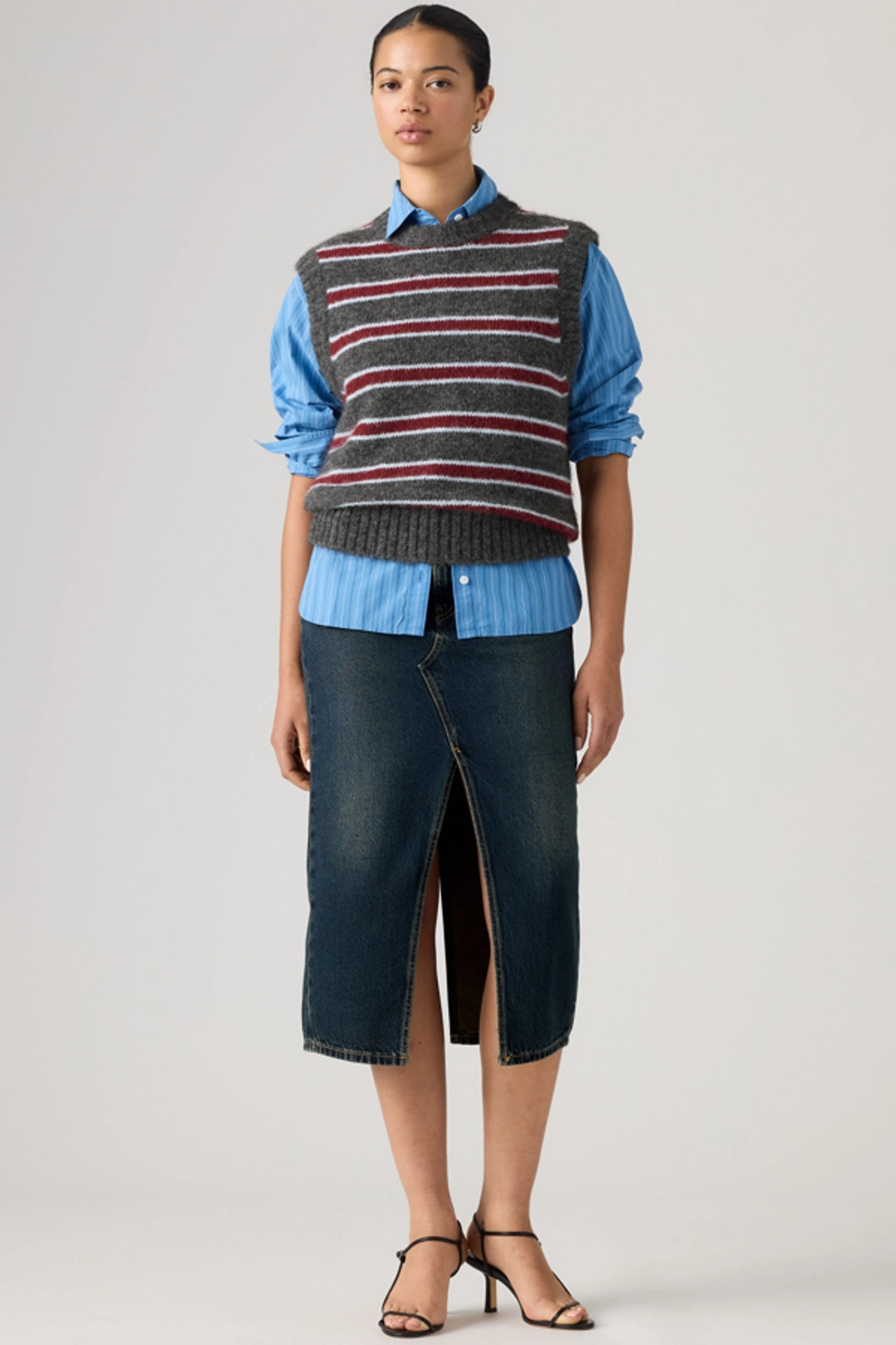 Levi's Jupe Mi Longue À Fente Déstructurée - Femme - Délavage Foncé / High Vibration Skirt - 32