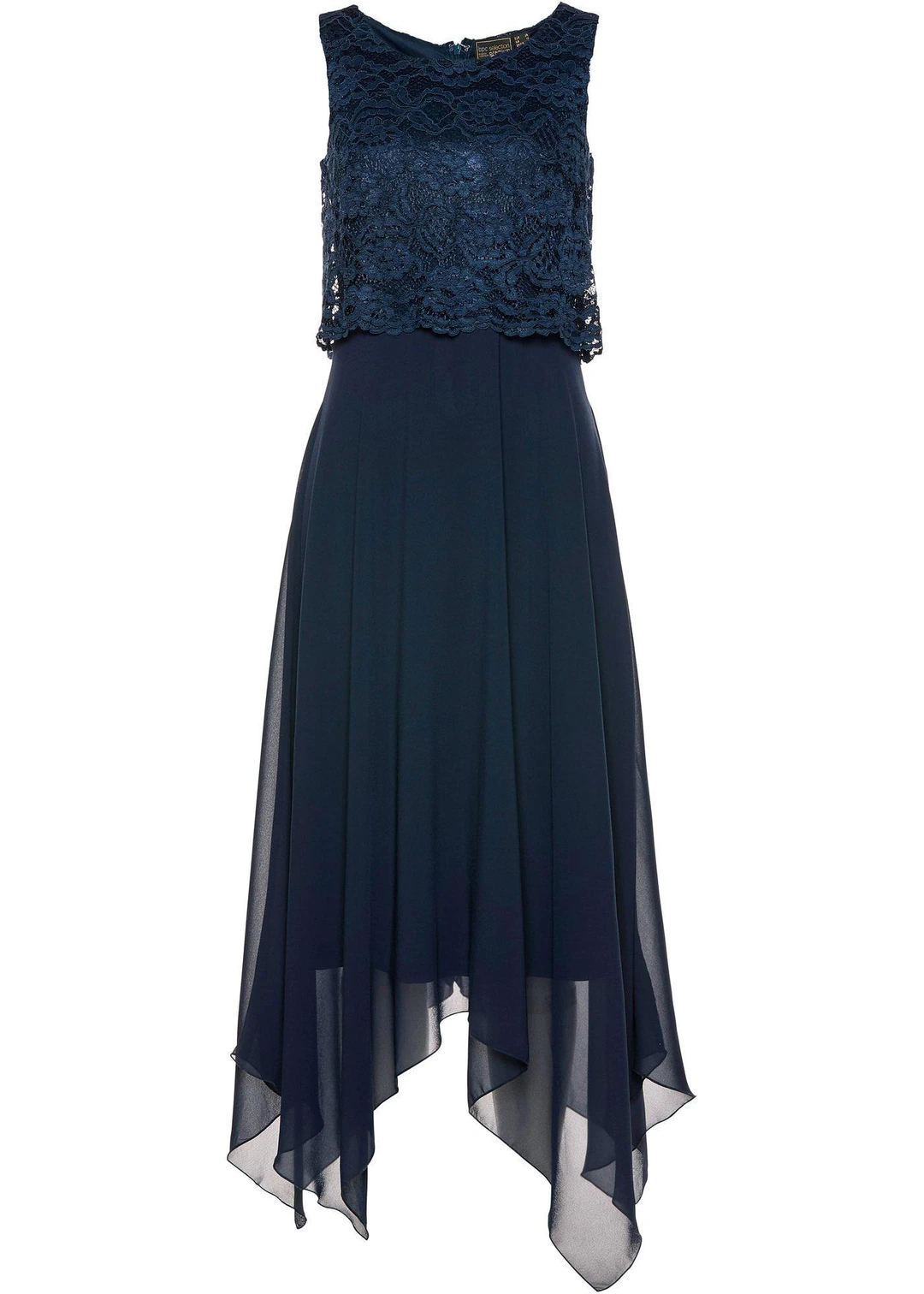 Robe midi en crêpe avec dentelle