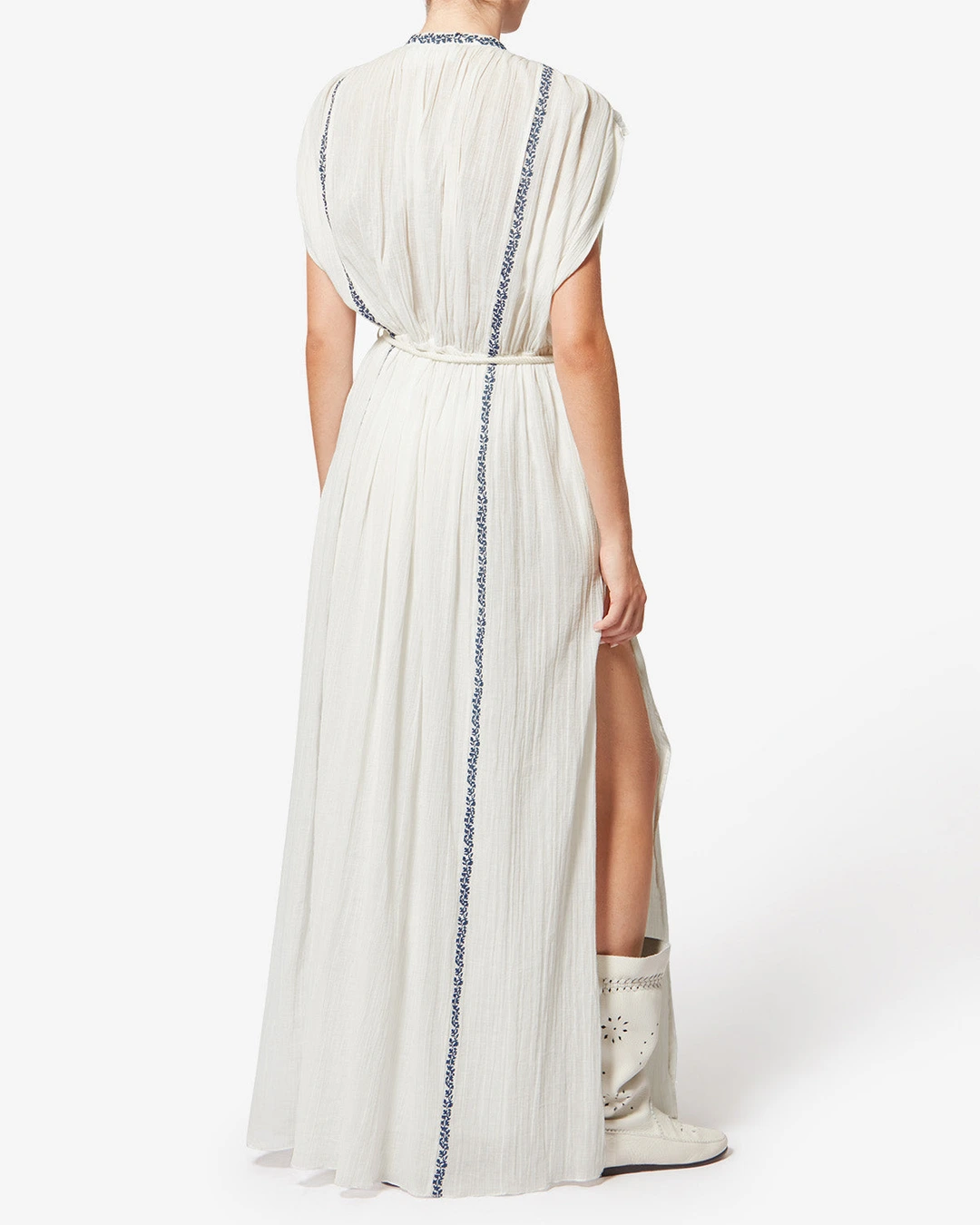 Robe Liviane - Femme - Écru Et Bleu - Taille44 - Marant Étoile - Collection Été Femme - Nouvelle Collection Capsule High Summer - 2