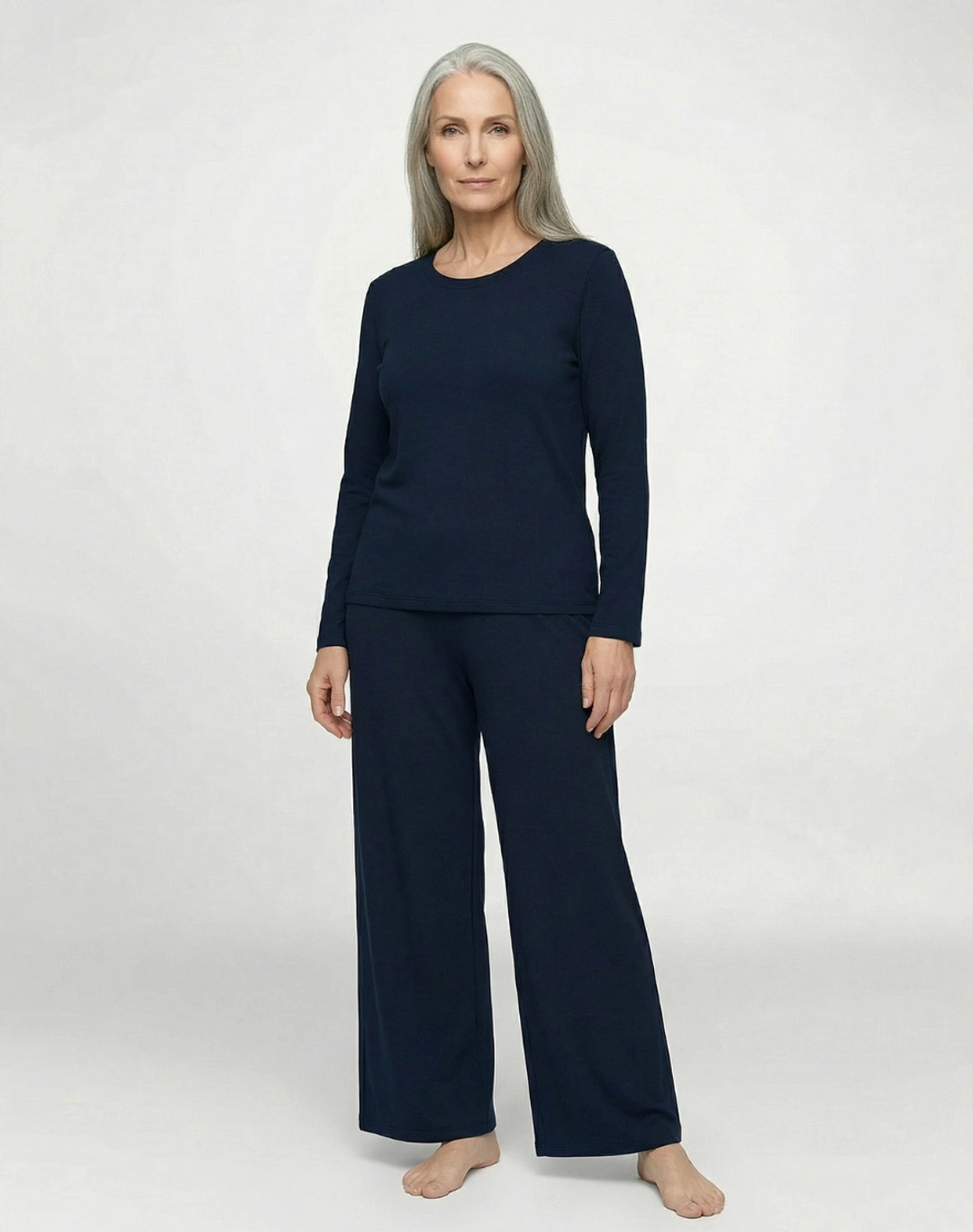 T-shirt manches longues coton modal - Marine - Taille XS - Lemahieu