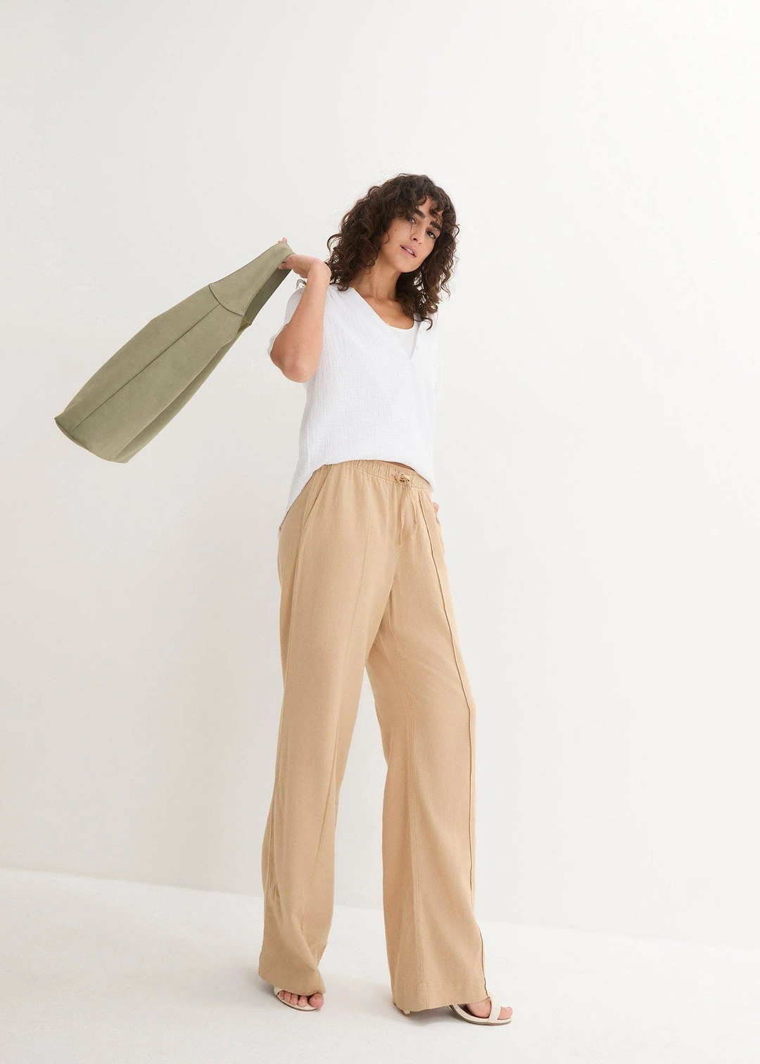 Pantalon palazzo léger en lin et viscose - 2