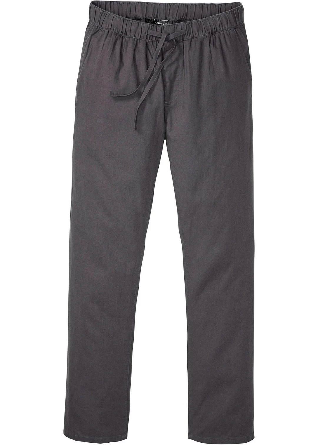 Pantalon droit taille élastiquée en lin majoritaire, regular