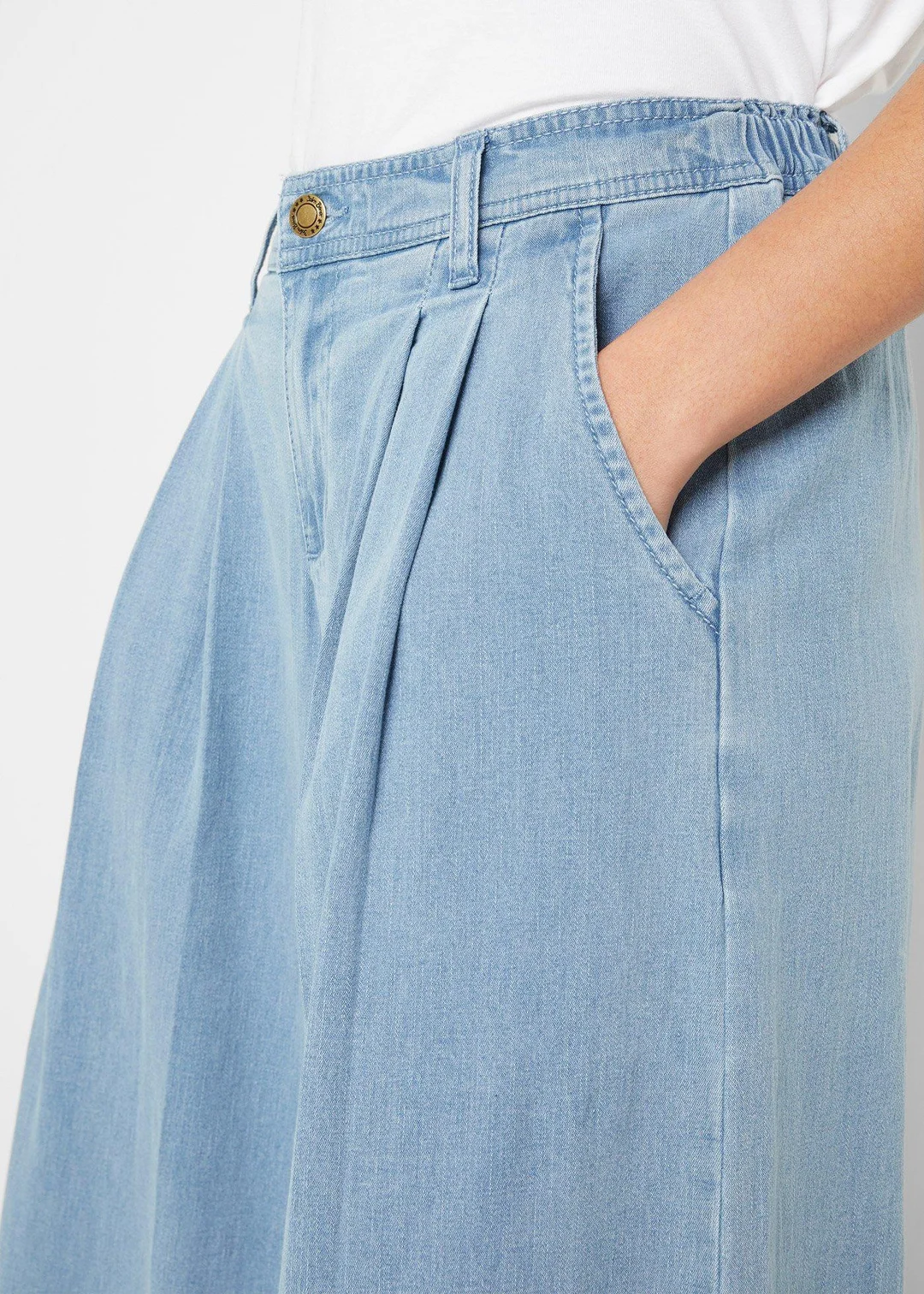 Jupe-culotte large en jean, taille élastiquée - 3