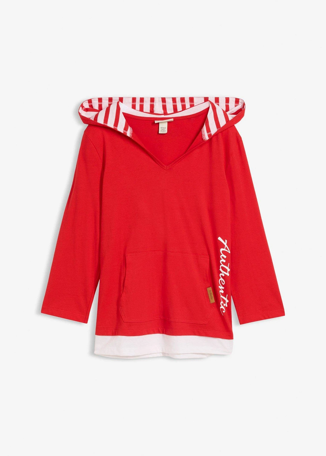 T-shirt à capuche, manches 3/4, 100% coton