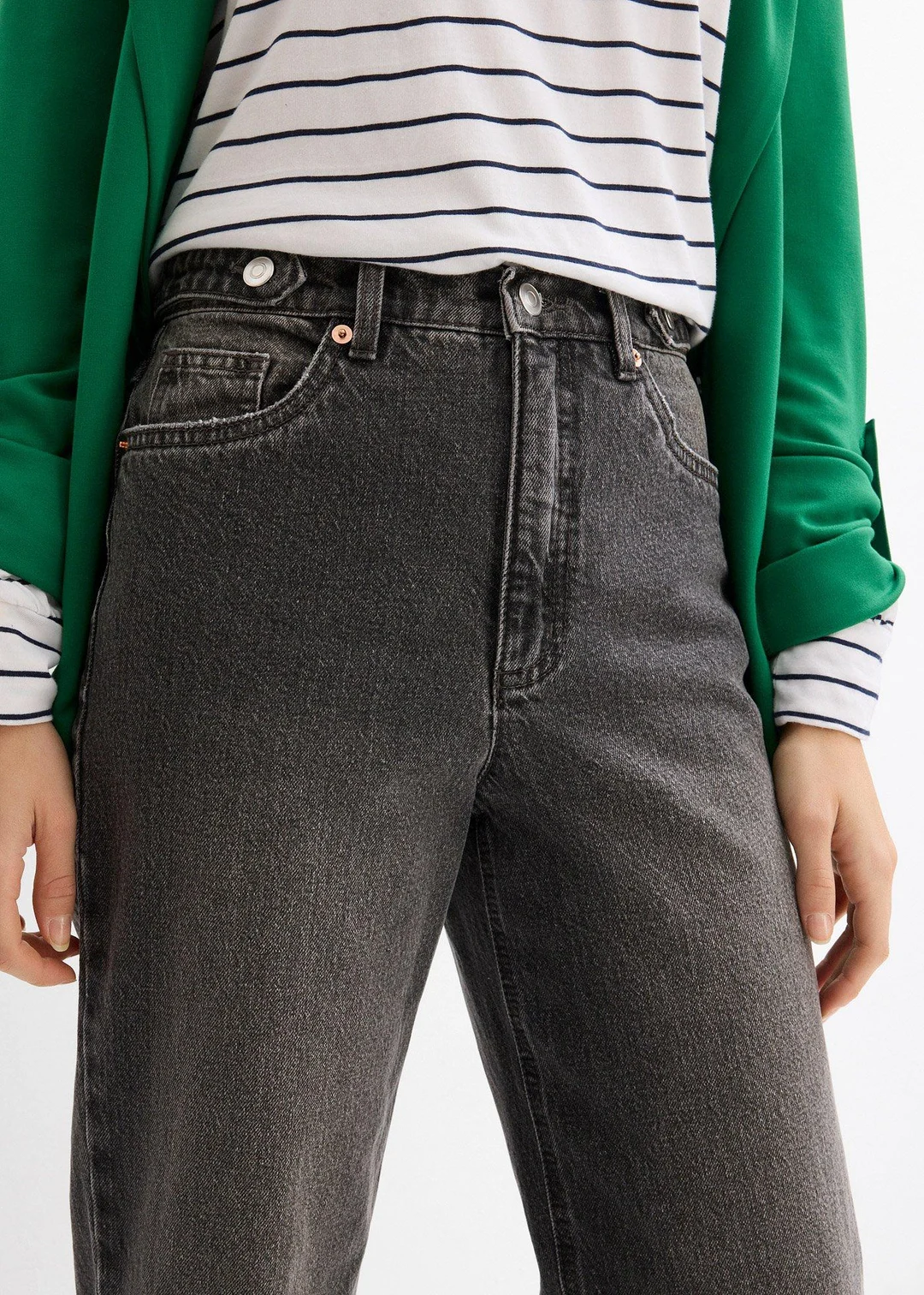 Jean mom taille haute, cropped - 3
