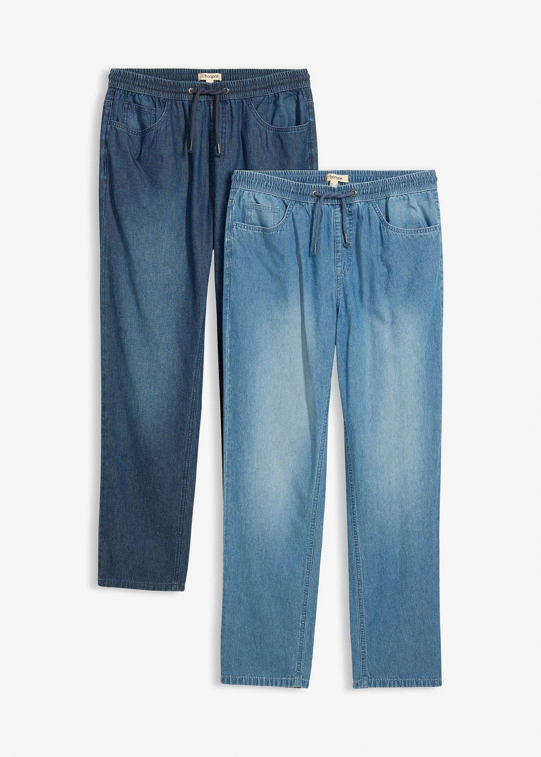 Lot de 2 jeans légers à taille élastiquée, fuselés