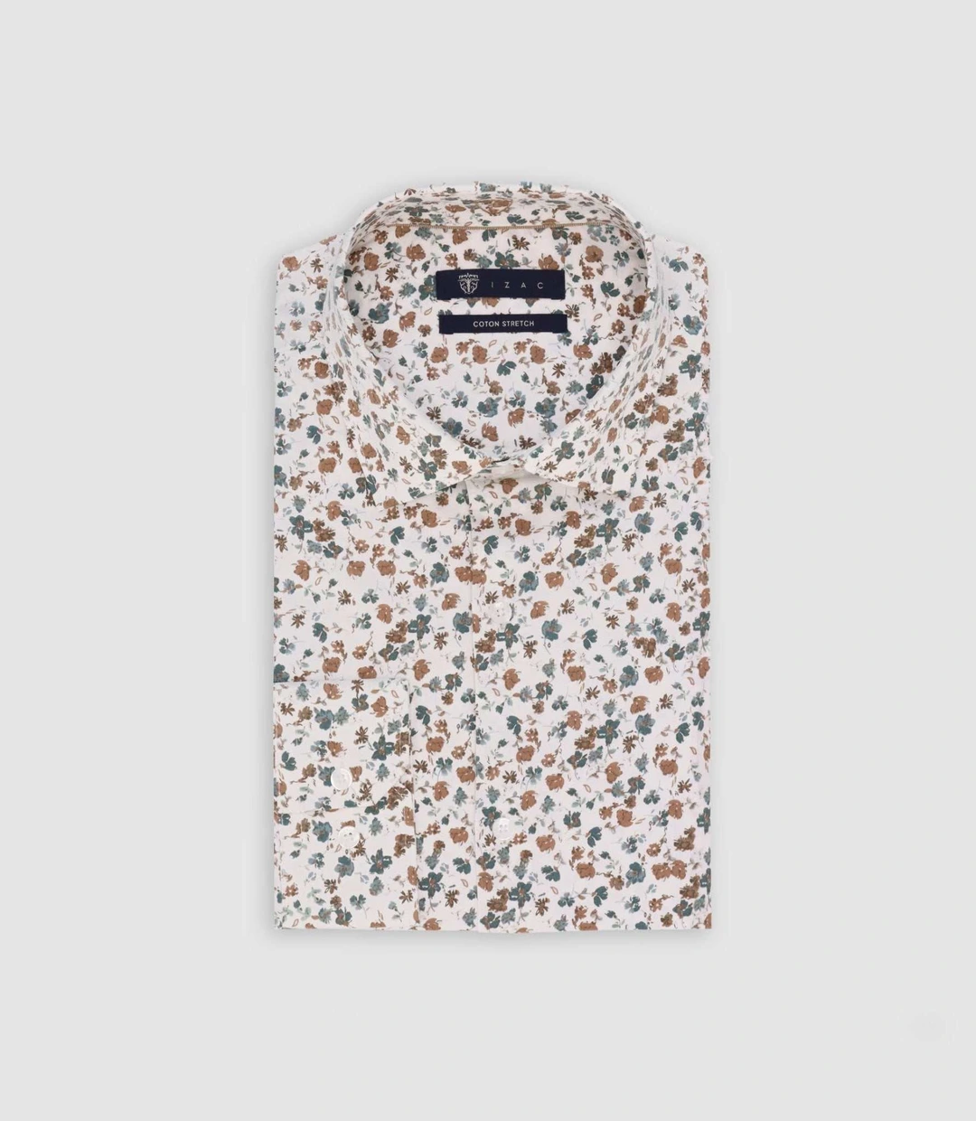 IZAC - Chemise imprimée blanche et camel