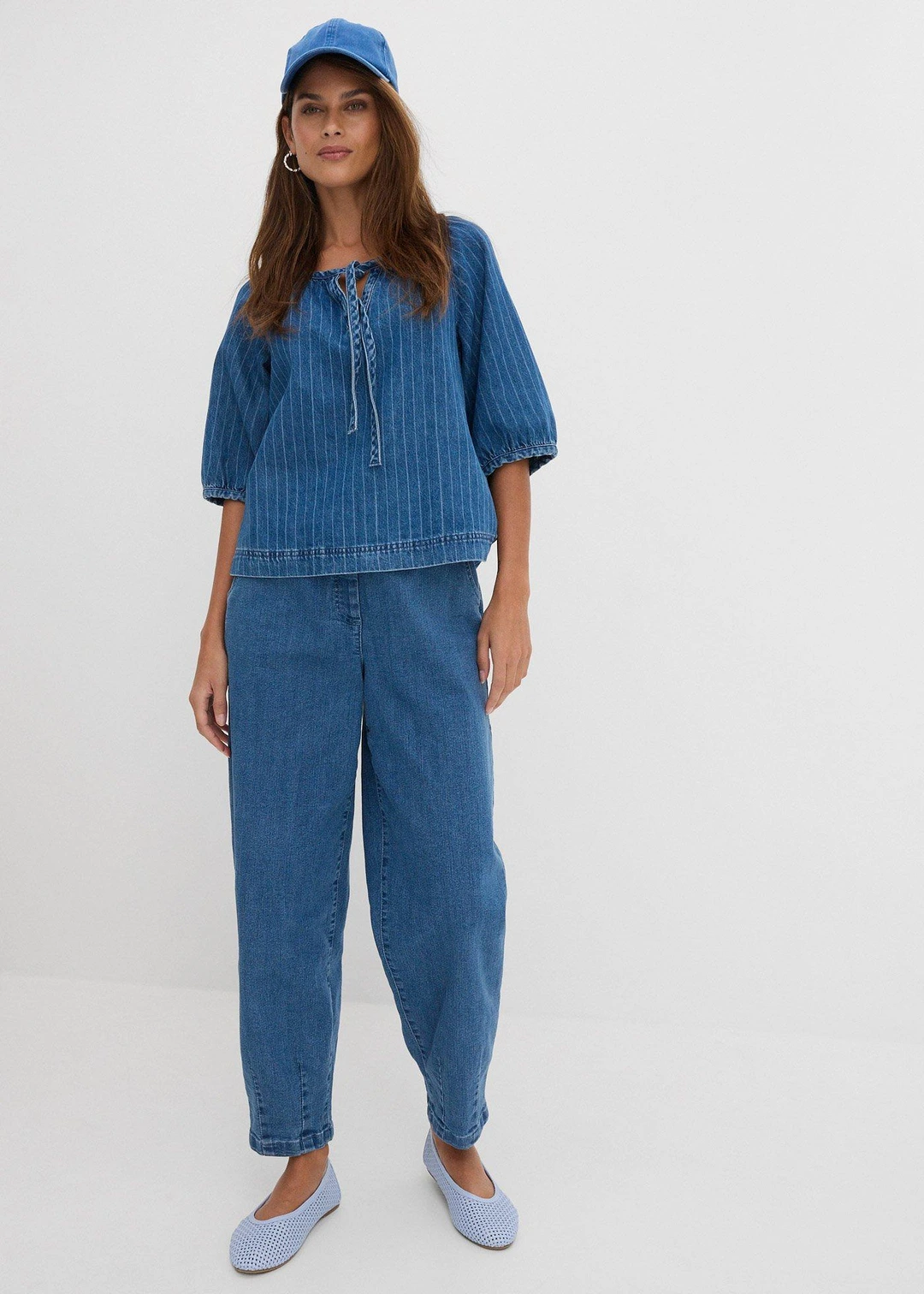 Jean mom, taille haute élastiquée