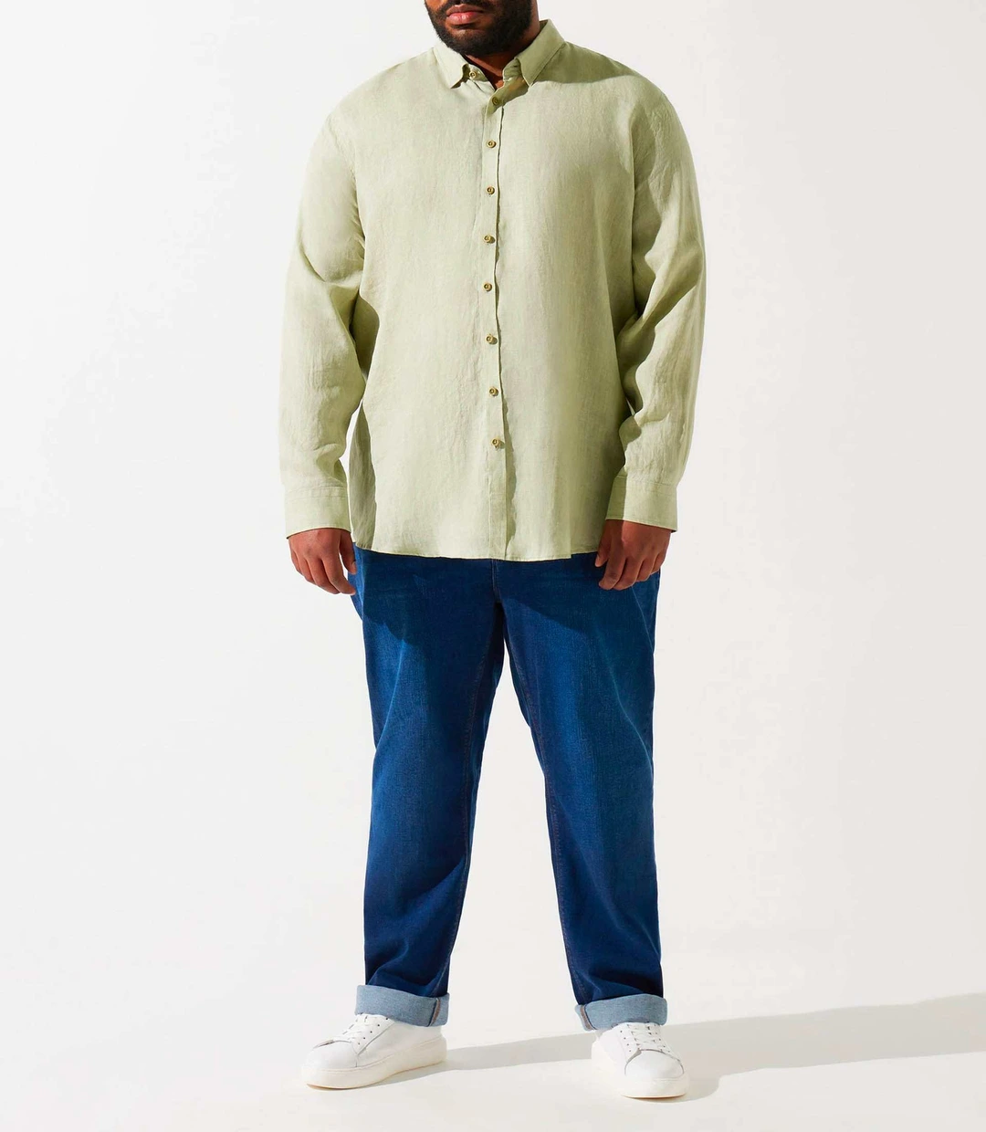 IZAC - Chemise unie kaki en lin KISSBT