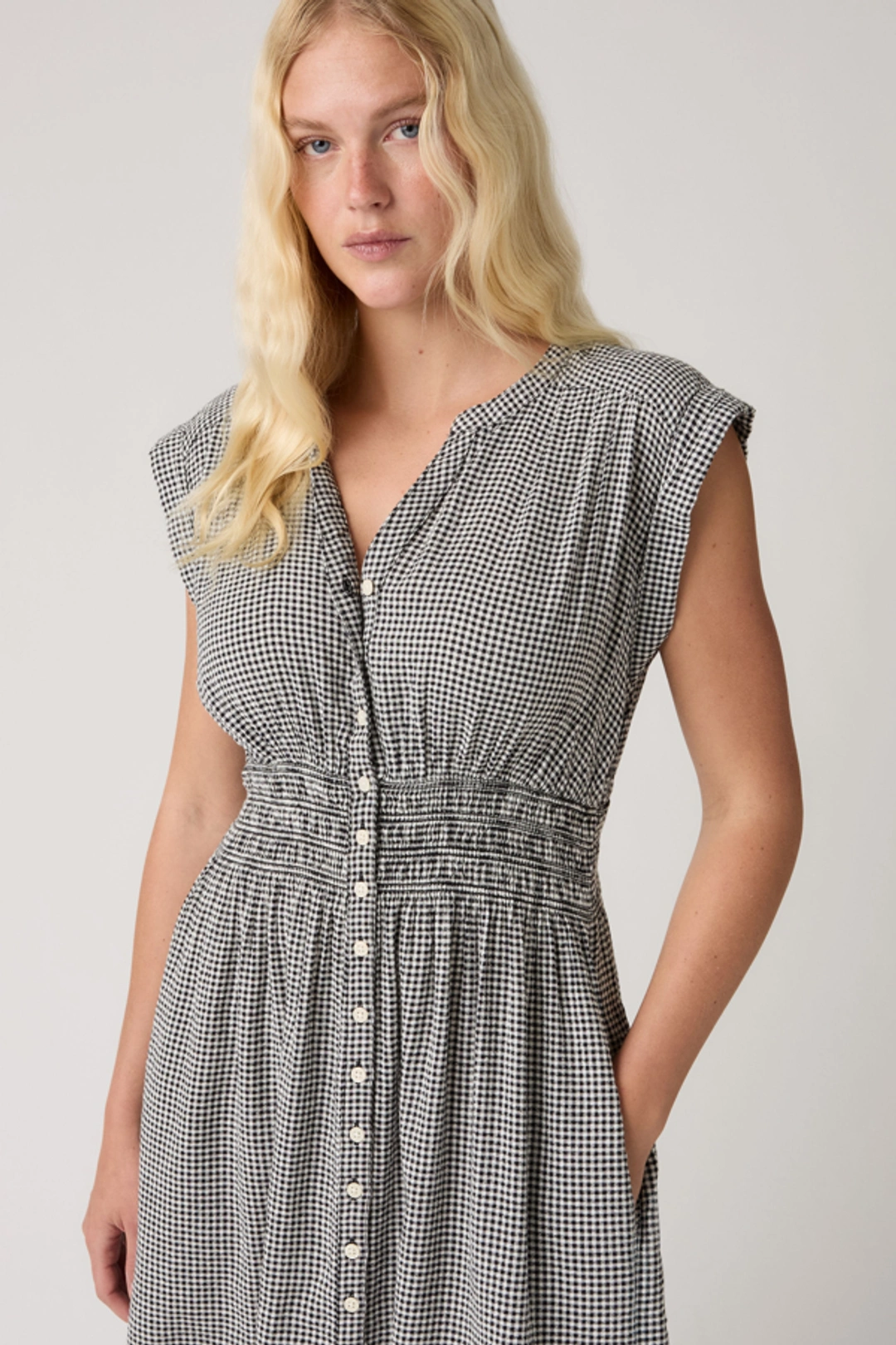 Levi's Robe Mi Longue Beatrice - Femme - Noir / Patricia Check Anthracite Night - XS - 2