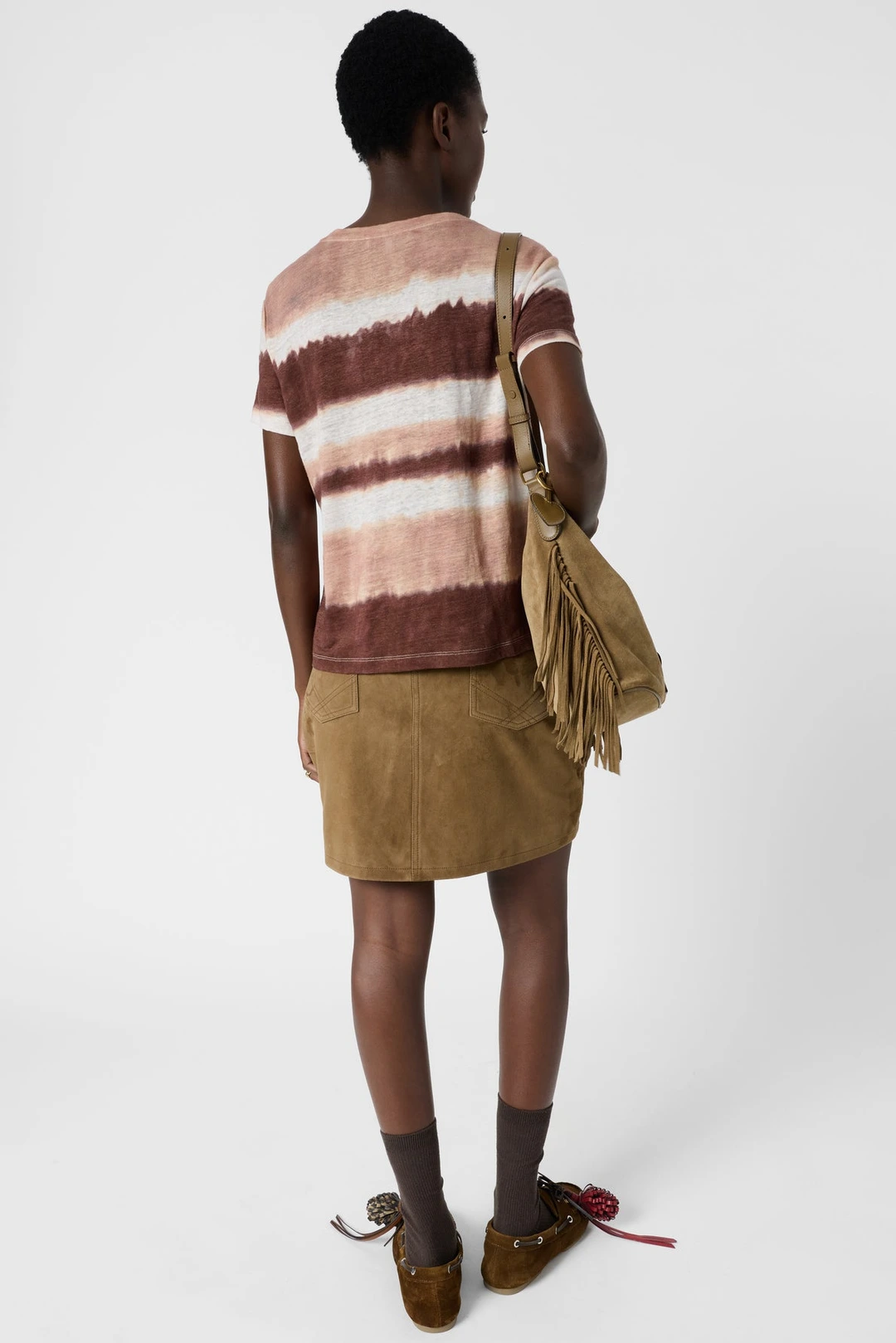 T-shirt tie and die en lin - MABINTY - Caramel