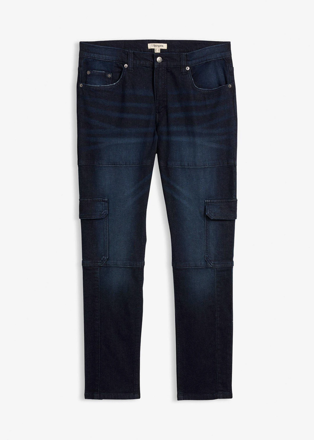 Jean slim extensible poches cargo, droit