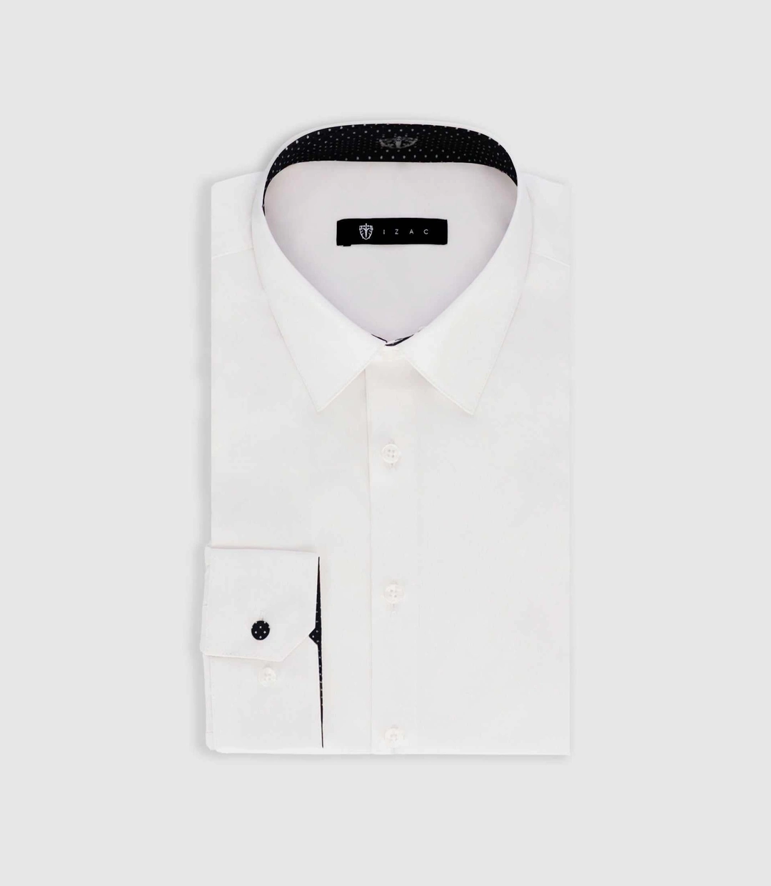 IZAC - Chemise unie à fantaisie blanc PADDY