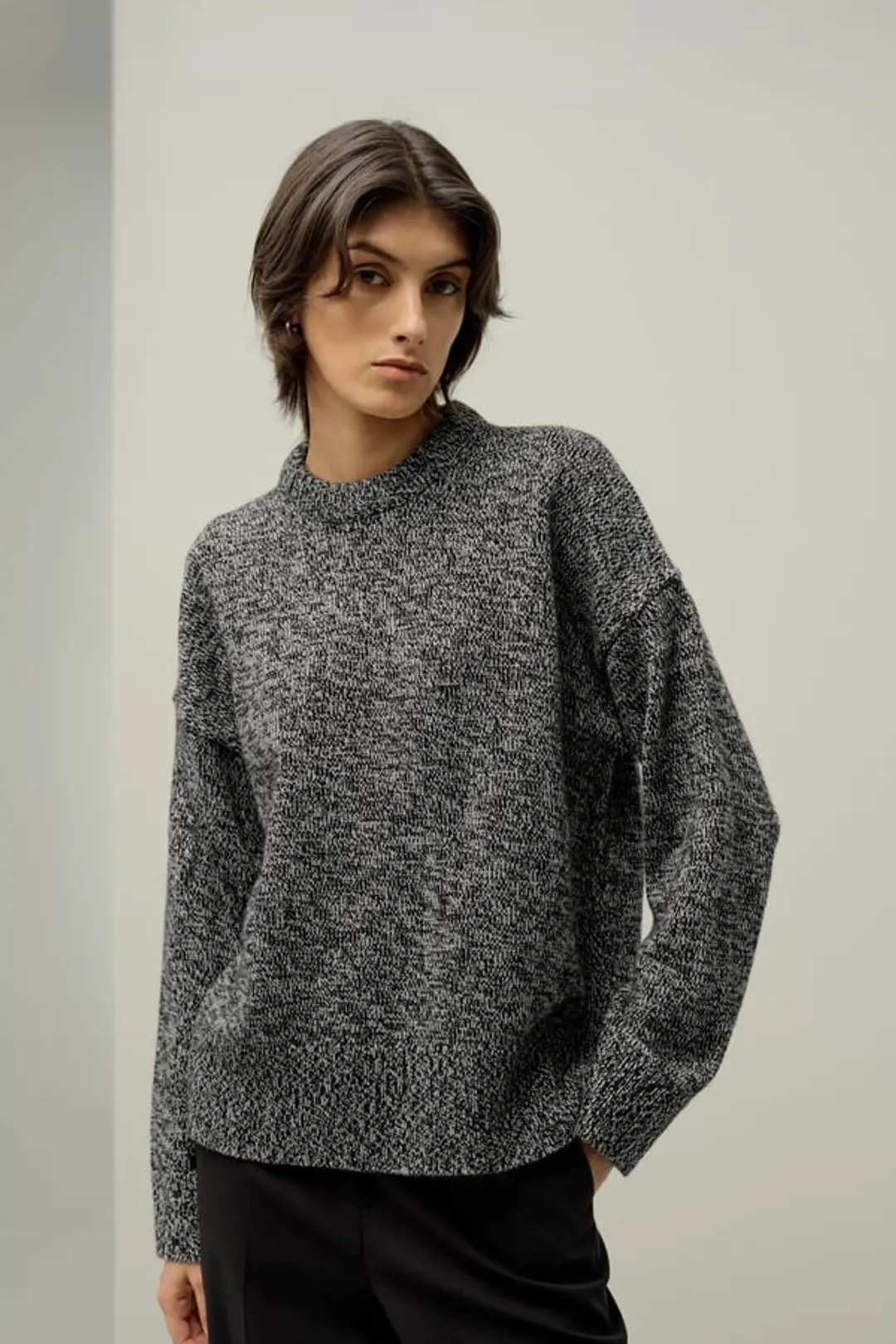 LILYSILK Pull Col Ras Du Cou En Laine-Cachemire Coupe Oversize 70 % Laine, 30 % Cachemire Indigo L
