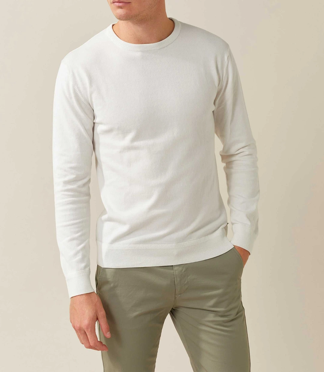 IZAC - Pull col rond blanc ''Felix''