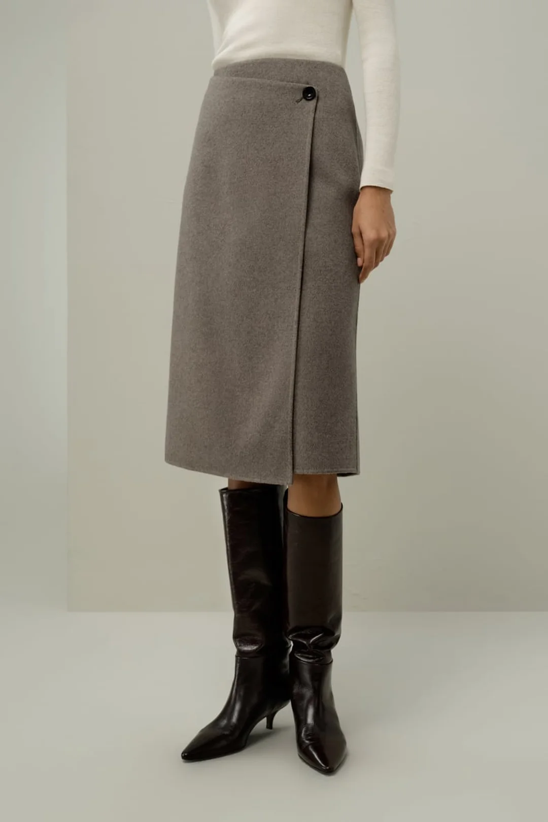 LILYSILK Jupe Femme en Laine et Soie Élégante à Drapé Asymétrique Americano 42