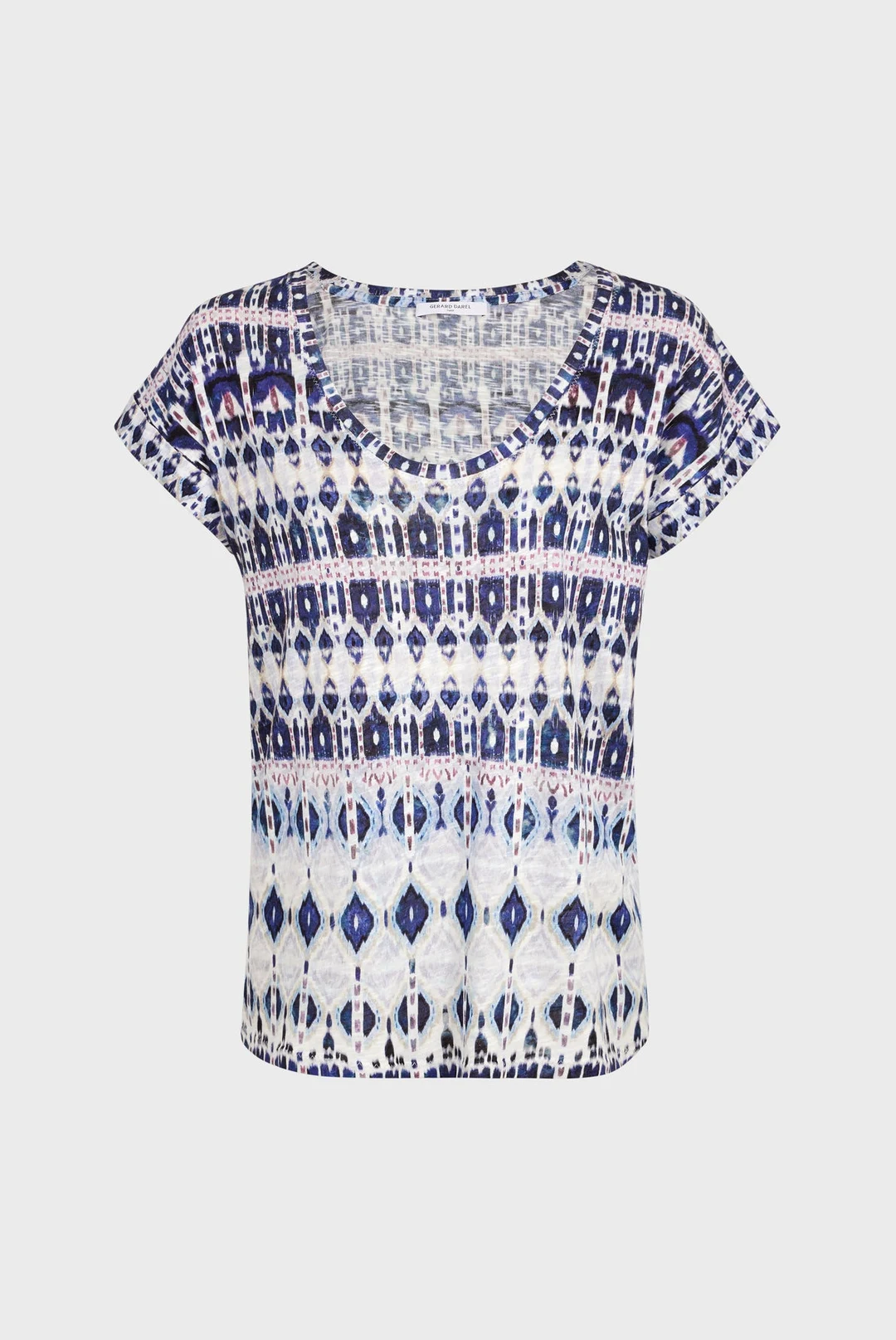 Tee-shirt ethnique en coton mélangé - AALYA - Indigo - 6