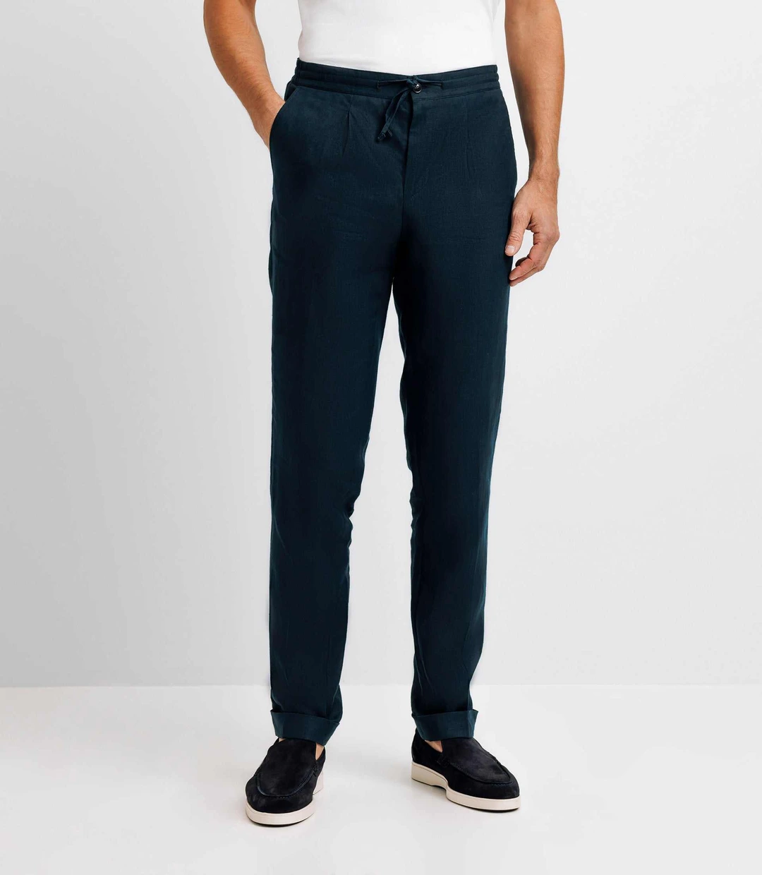 IZAC - Pantalon ville 100% lin marine