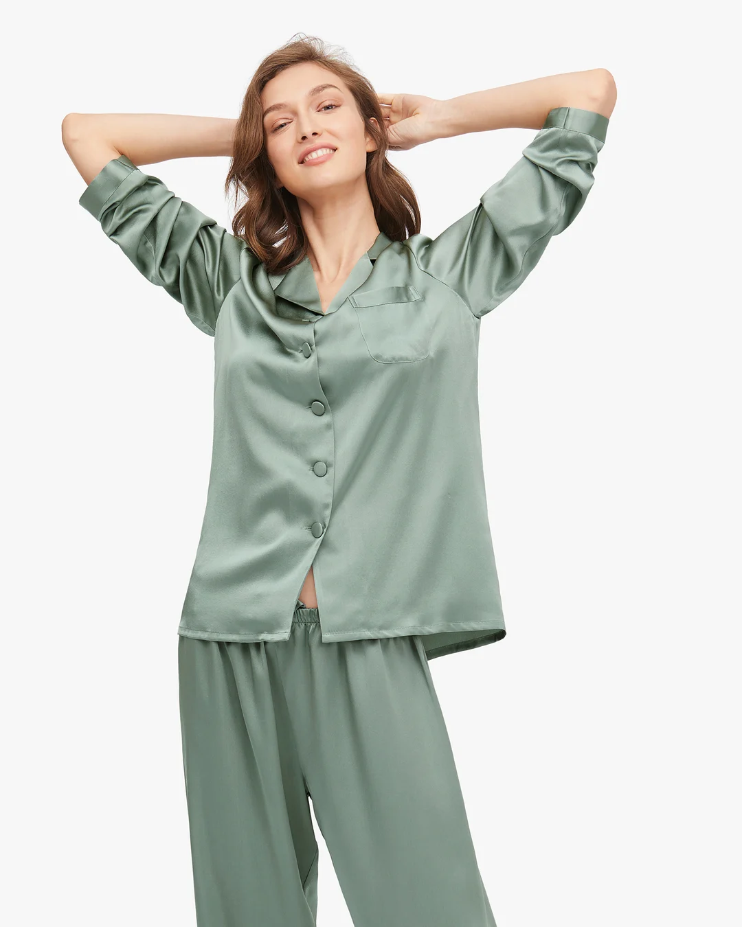 LILYSILK Pyjama Soie Noir Femme Noir Revers Crantés, Boutons Enveloppés De Soie 100% Soie Pure Maintient L'Hydratation Pour Mieux Dormir S