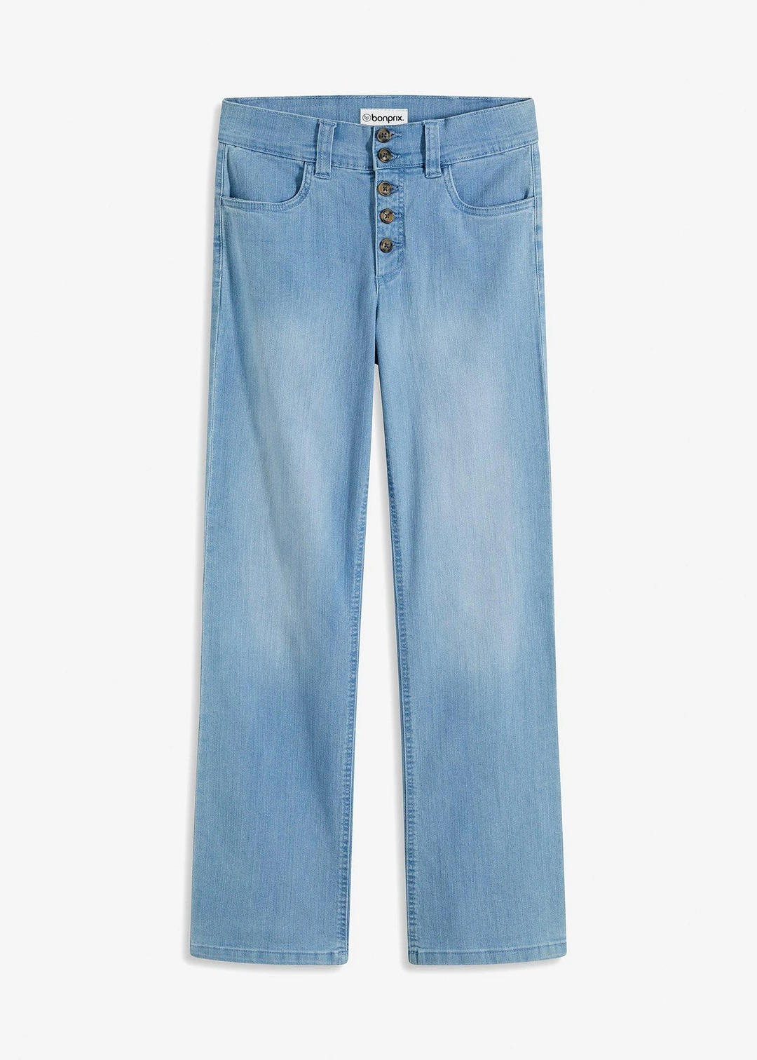 Jean droit taille haute, extensible