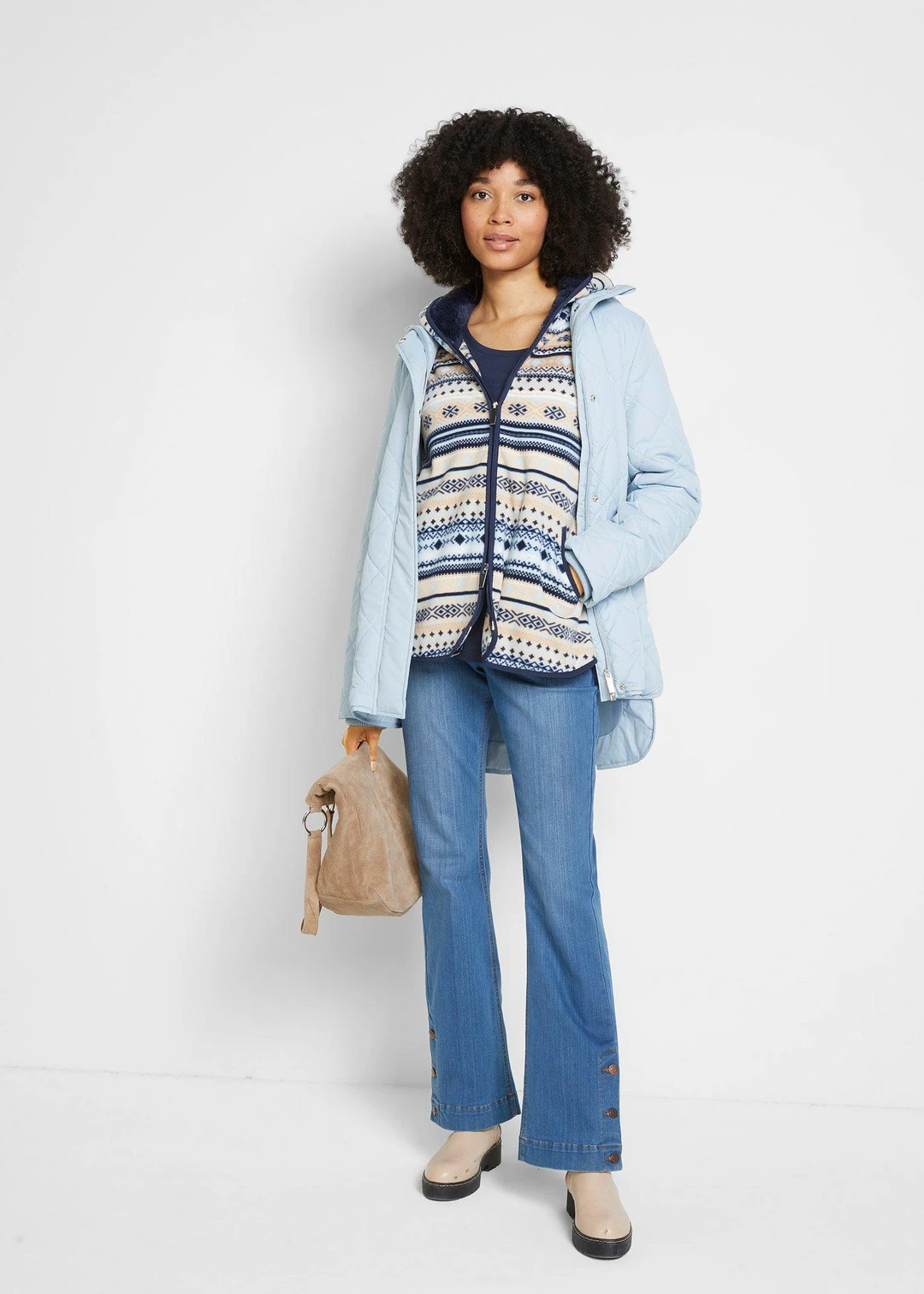 Veste polaire à capuche avec motif norvégien