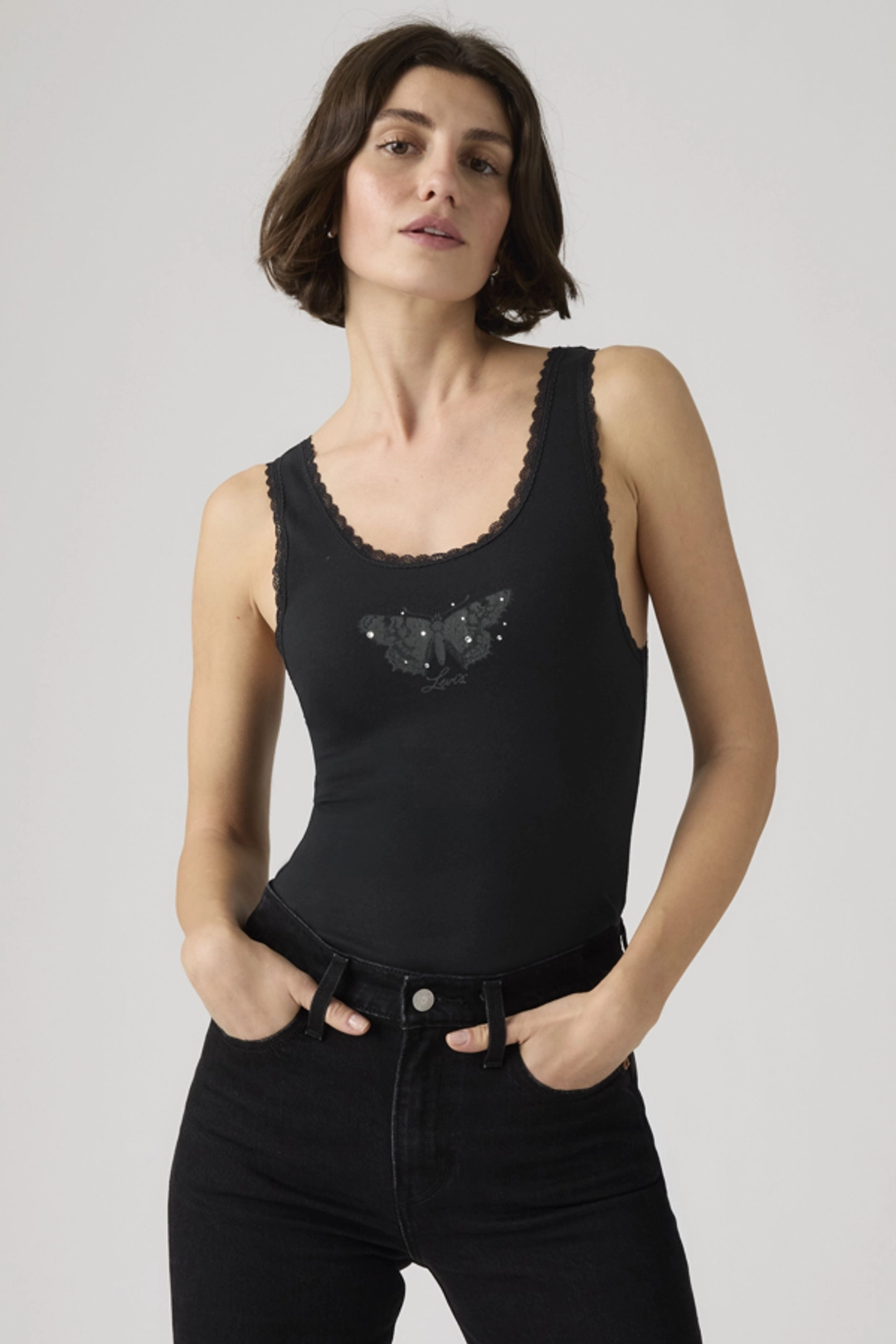 Levi's Débardeur Graphique Avec Dentelle - Femme - Blanc / Sparkle Butterfly Bright White - XS