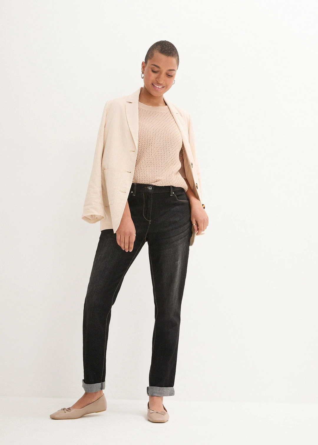 Jean boyfriend taille mi-haute, extensible - 2