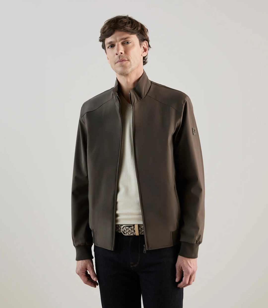 IZAC - Blouson col montant kaki foncé